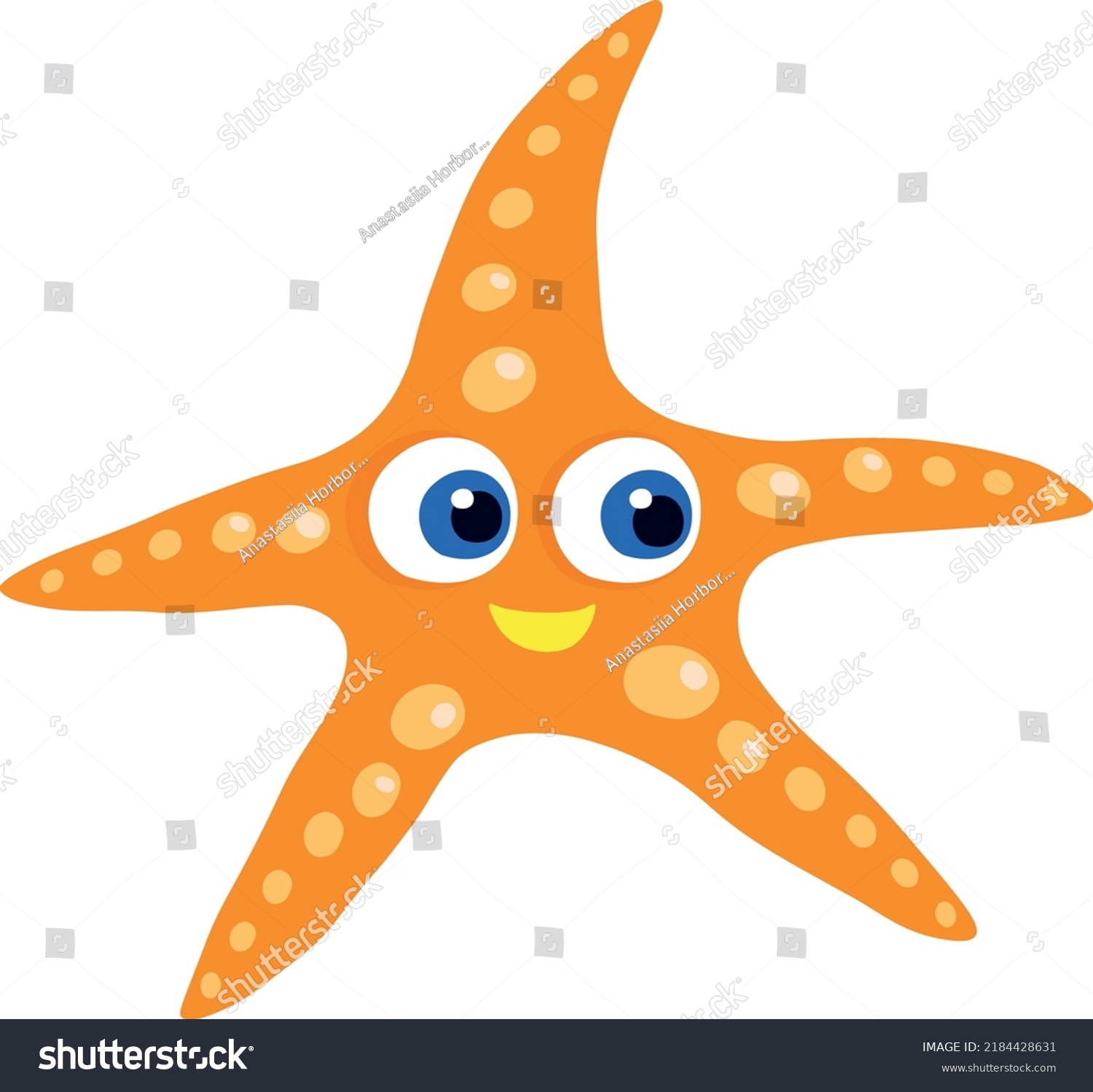 Little Cute Cheerful Smiling Starfish Stock Vector (Royalty Free ...