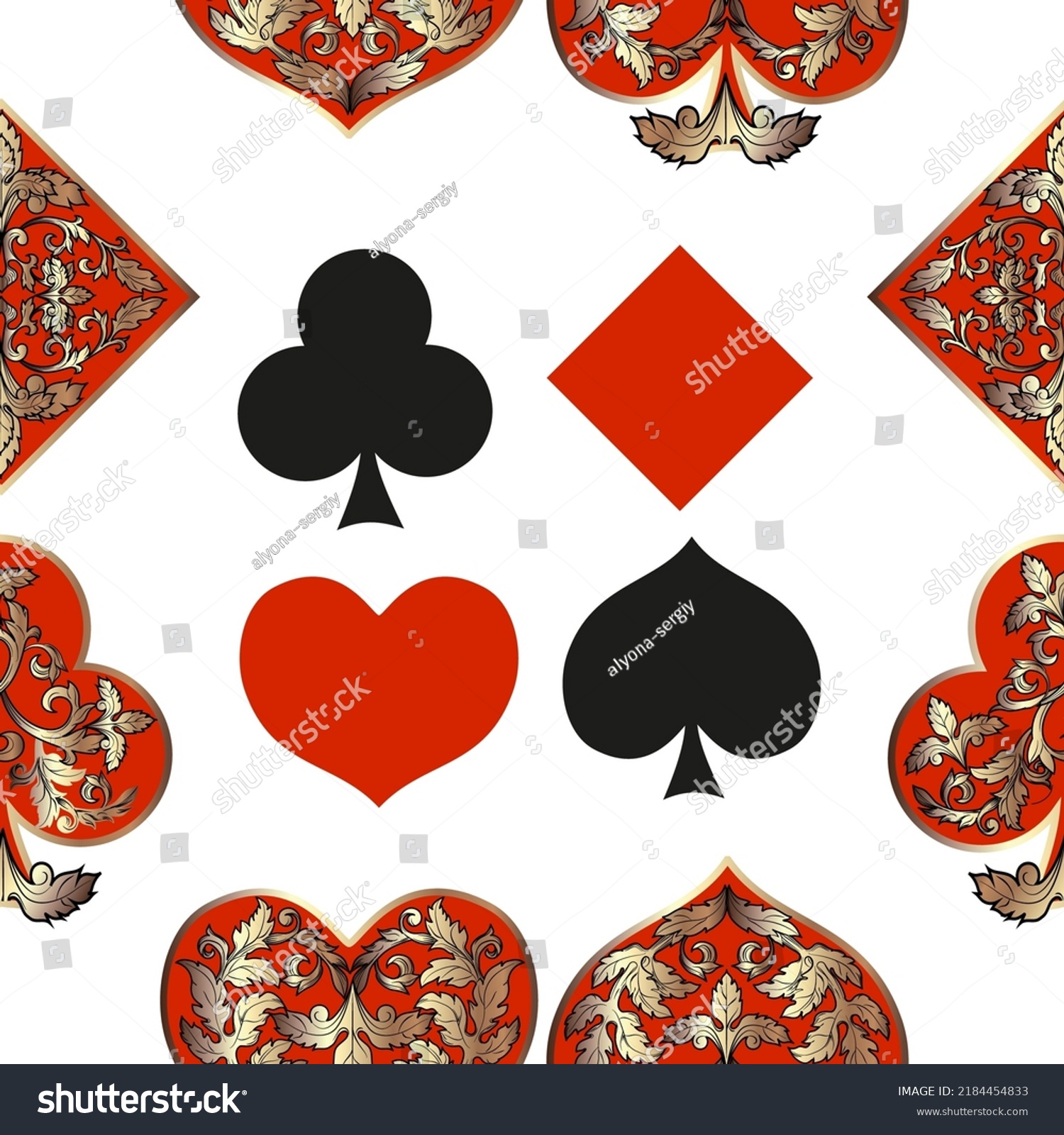 Seamless Patterns Vector Suits Playing Cards Stock Vector (royalty Free 