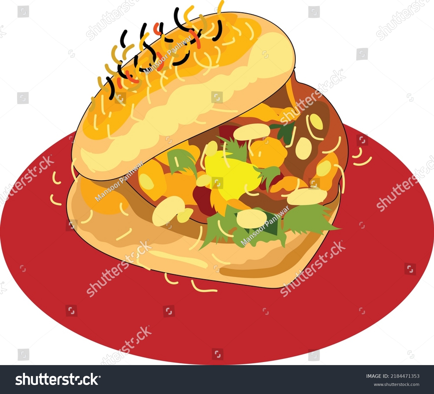 Dabeli Indian Pakistani Food Vector Illustration Stock Vector (Royalty ...