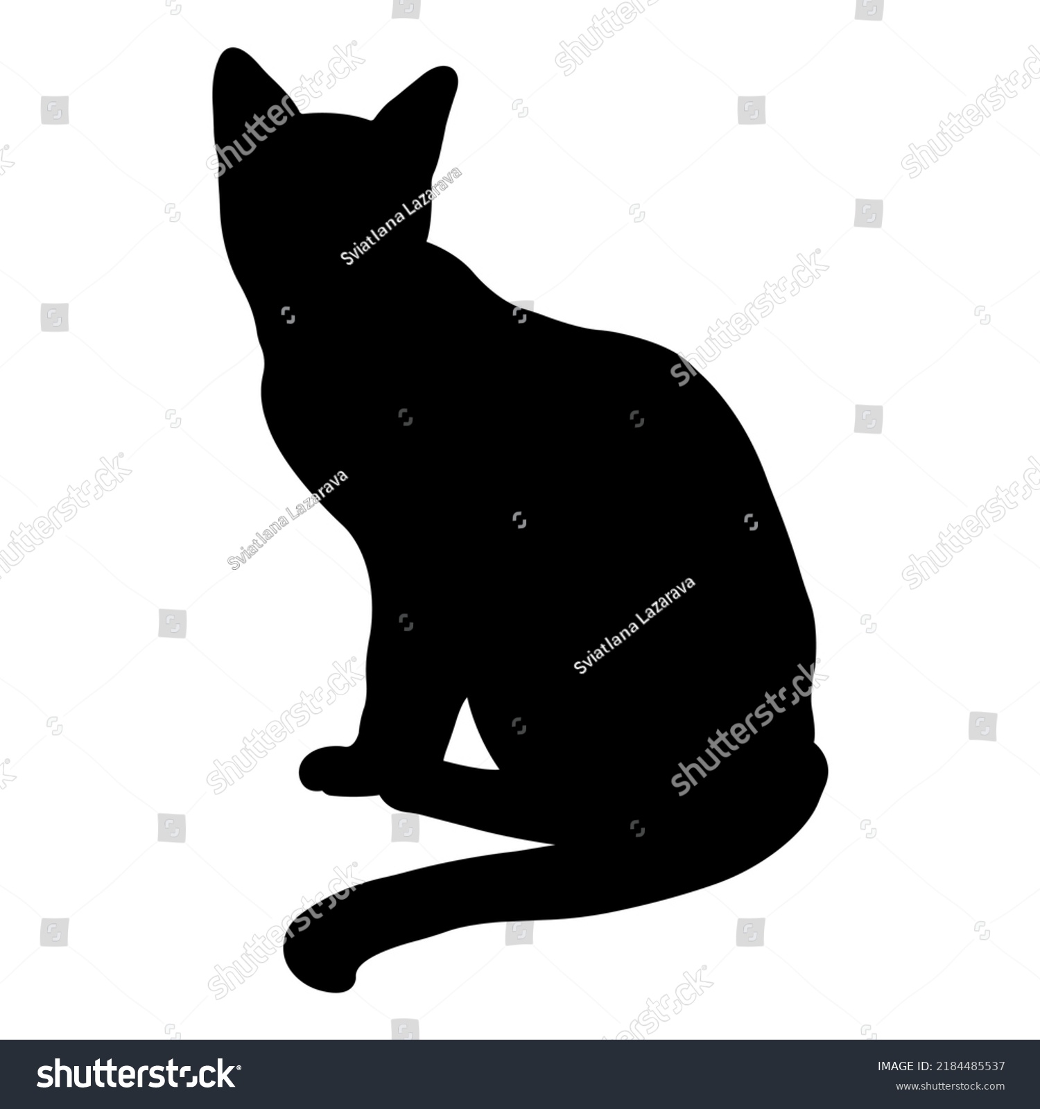 Silhouette Black Catsitting Elegant Catside Viewvector Stock Vector 