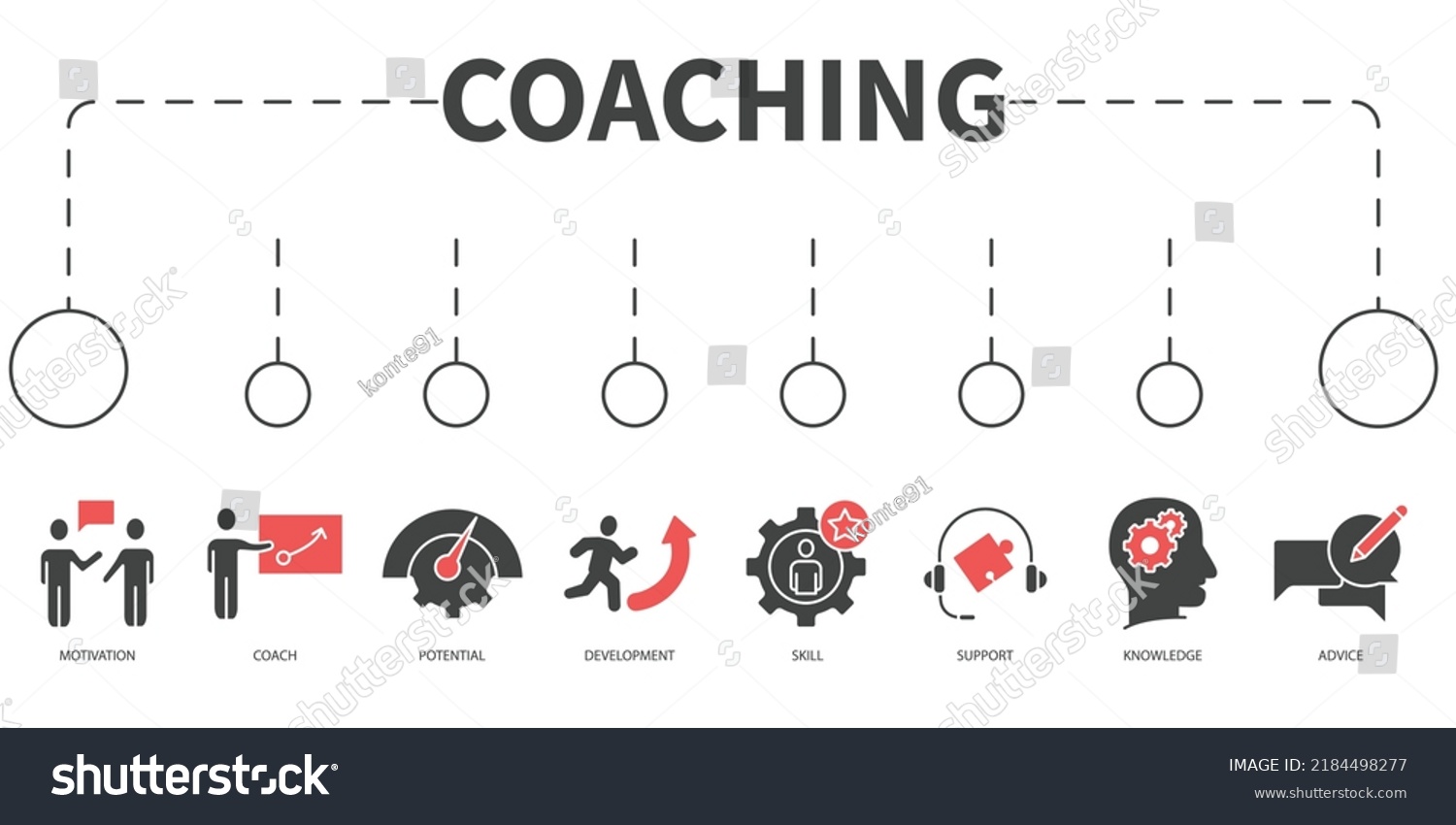 Coaching Vector Illustration Concept Banner Icons Stock Vector (Royalty ...