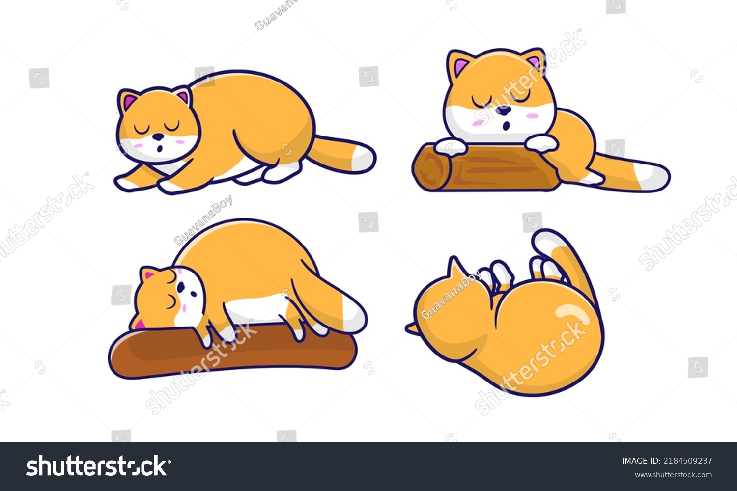 Cute Funny Fat Cat Sleeping Sitting Stock Vector (Royalty Free ...