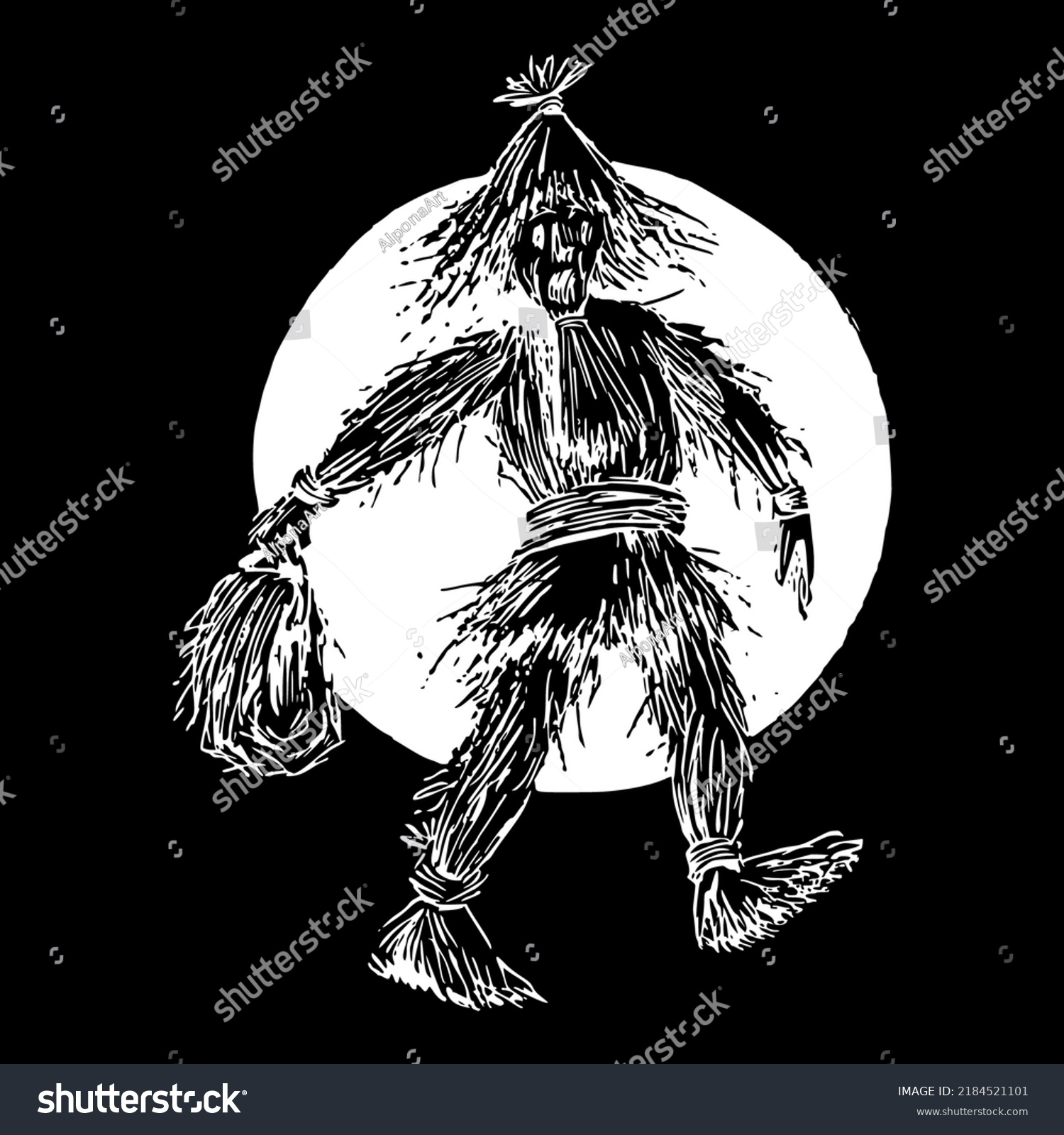 Scarecrow Man Straw Wizard Vector Stock Vector (Royalty Free ...