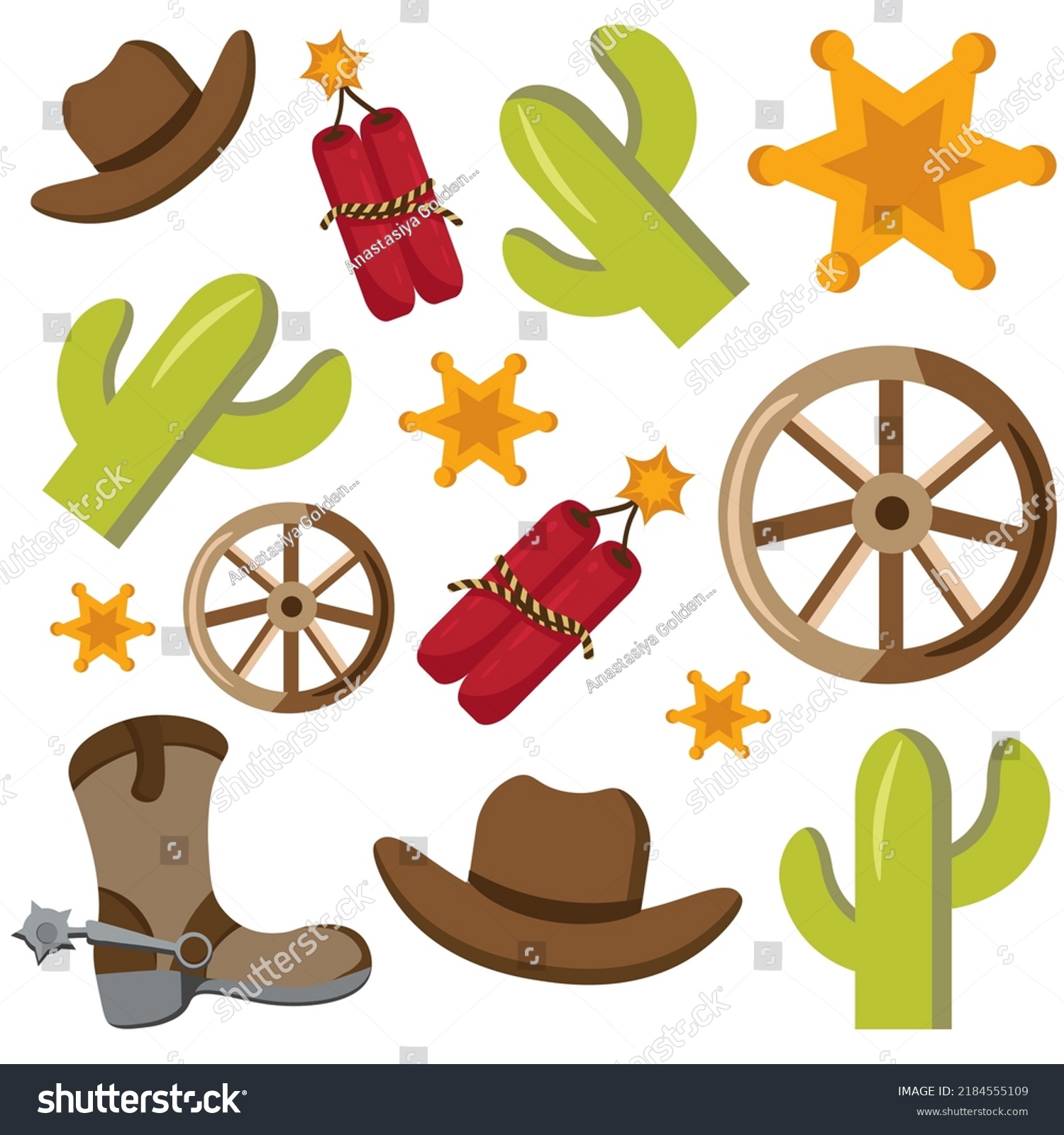 Wild West Pattern Cowboy Cactus Stock Vector Royalty Free 2184555109