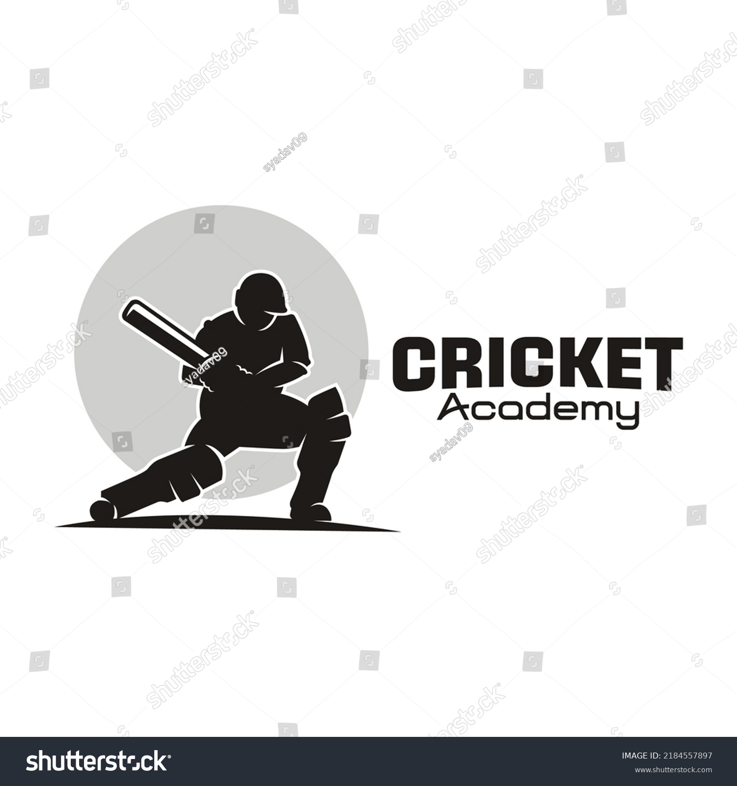 Cricket Academy Logo Design Black White Stock Vector (Royalty Free ...