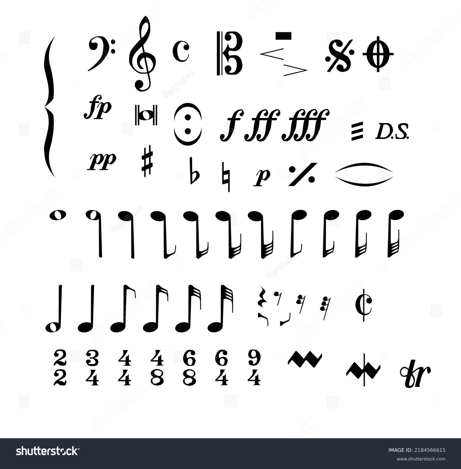 Collection Musical Notes Symbols Isolated On Stock Vector (Royalty Free ...