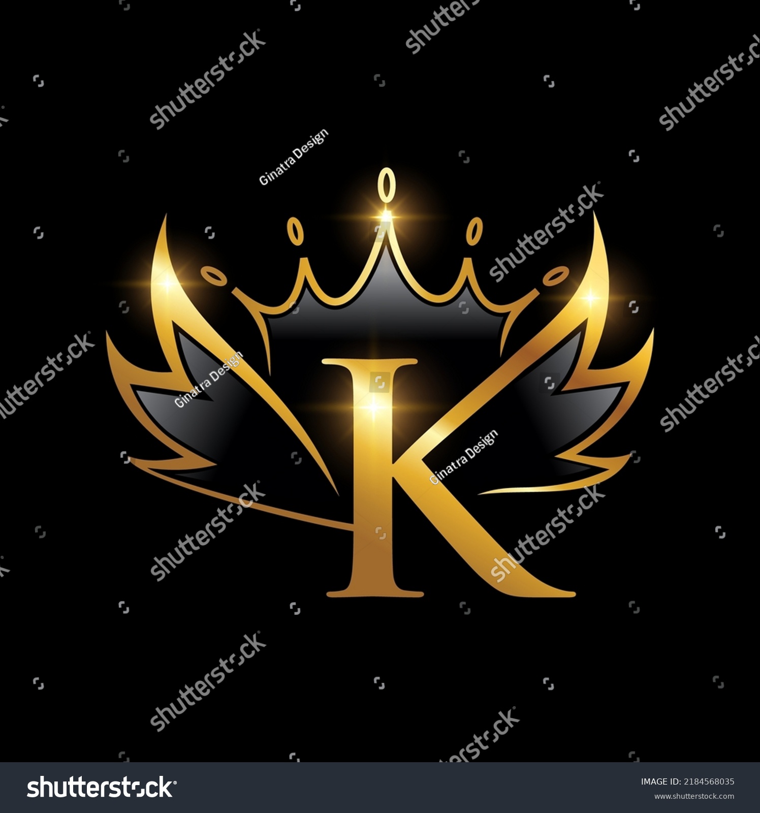 Vector Illustration Golden Wings Crown Monogram Stock Vector (Royalty ...