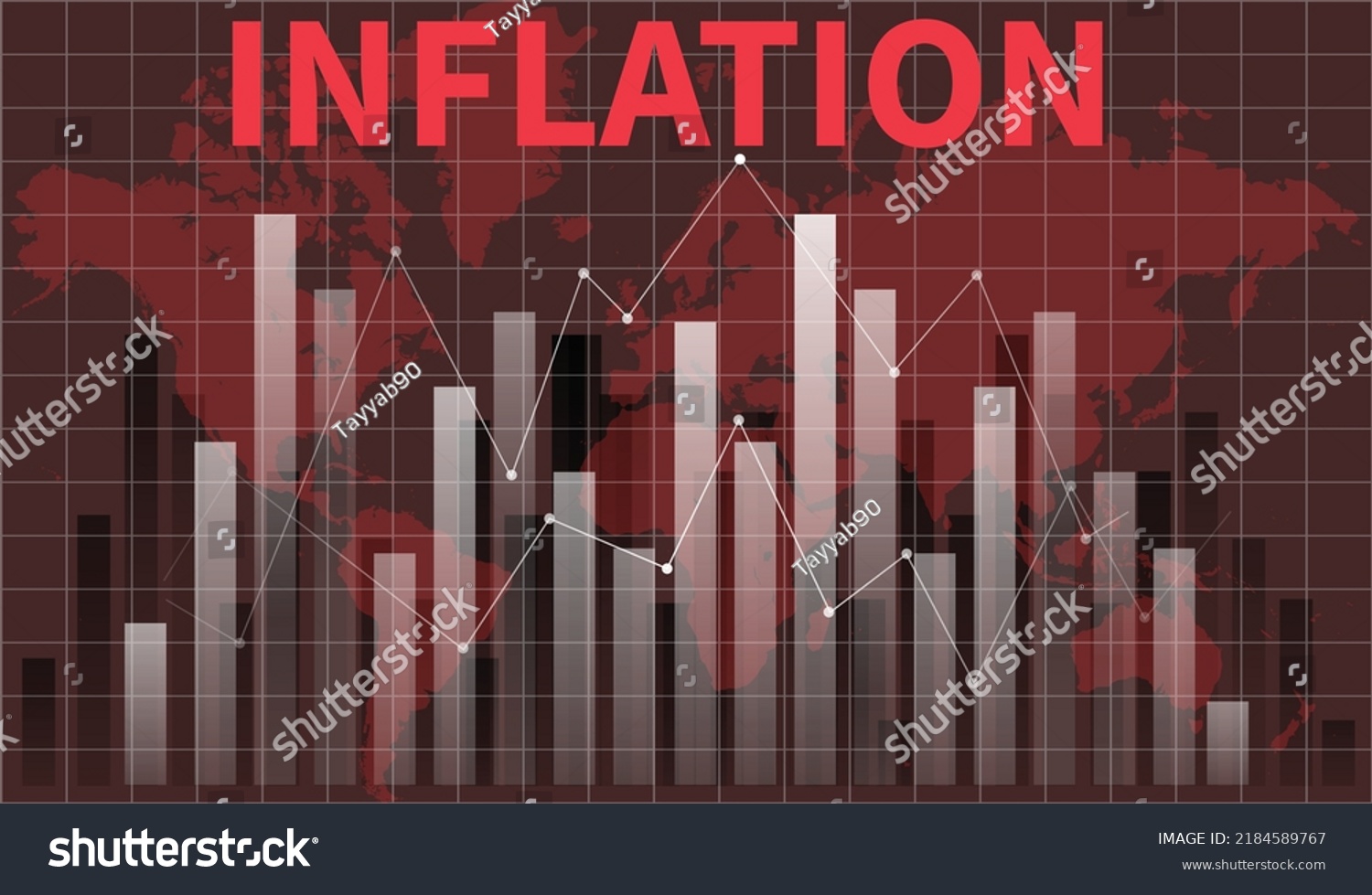 Inflation Background Worldwide Graph Showing Increase Stock Vector ...