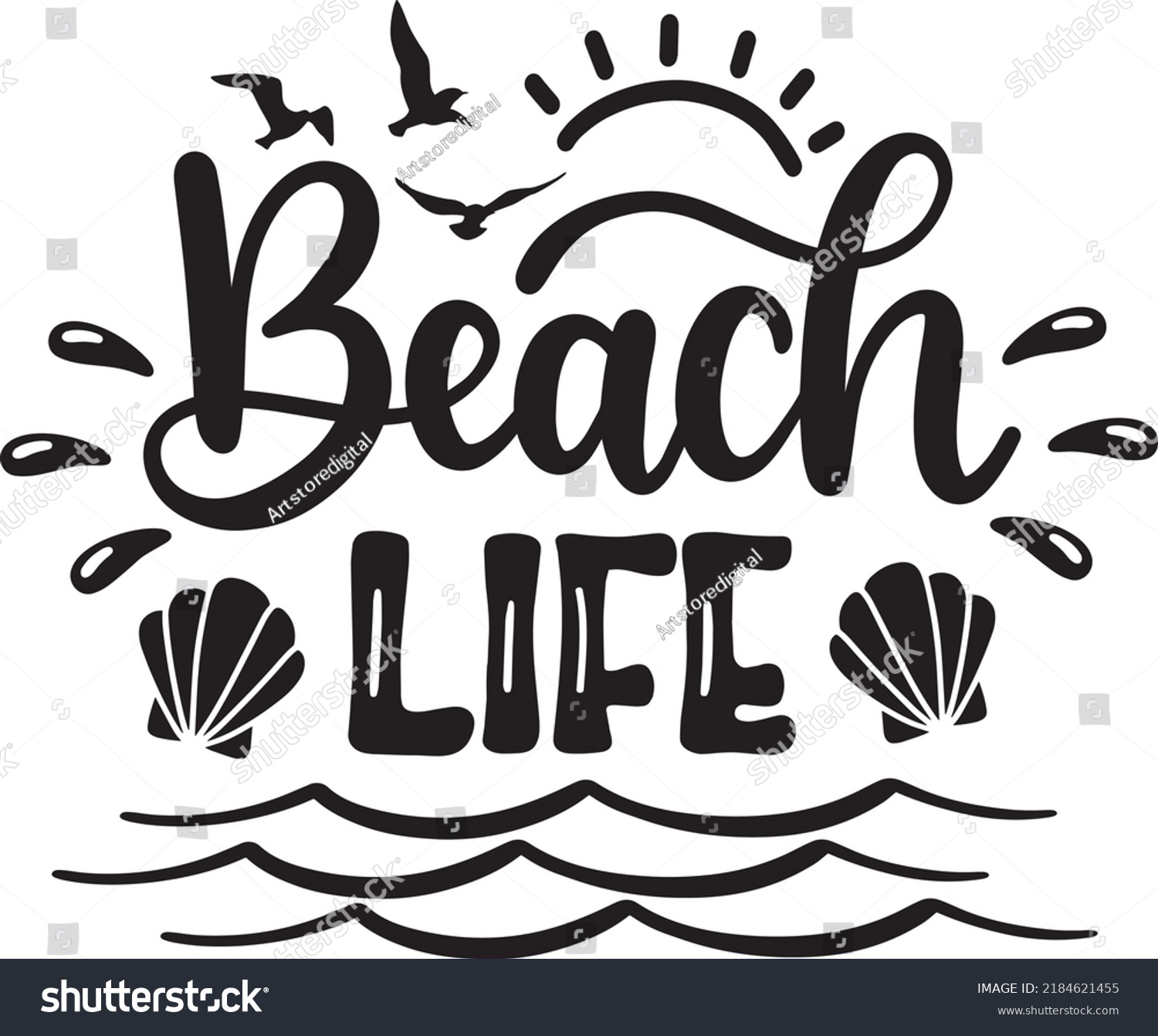 Beach Life Vector Summer Vector File Stock Vector (Royalty Free ...