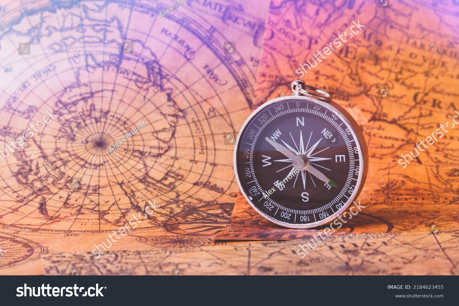 Stock Photo Looking For Adventure Compass And Maps Treasure Map And Path To The Treasure Travel And 2184623455 