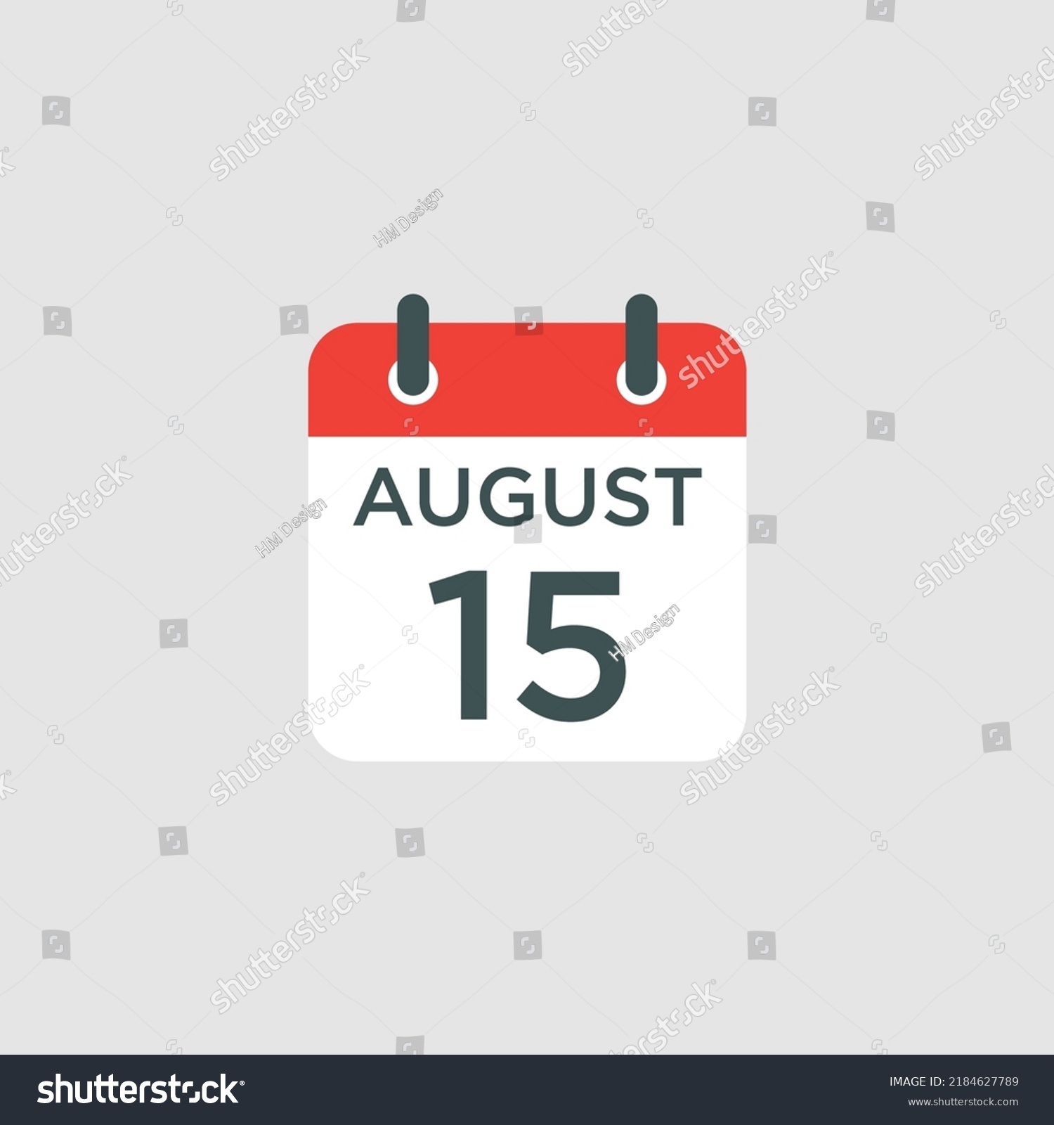 Calendar August 15 Icon Illustration Isolated Stock Vector (Royalty ...