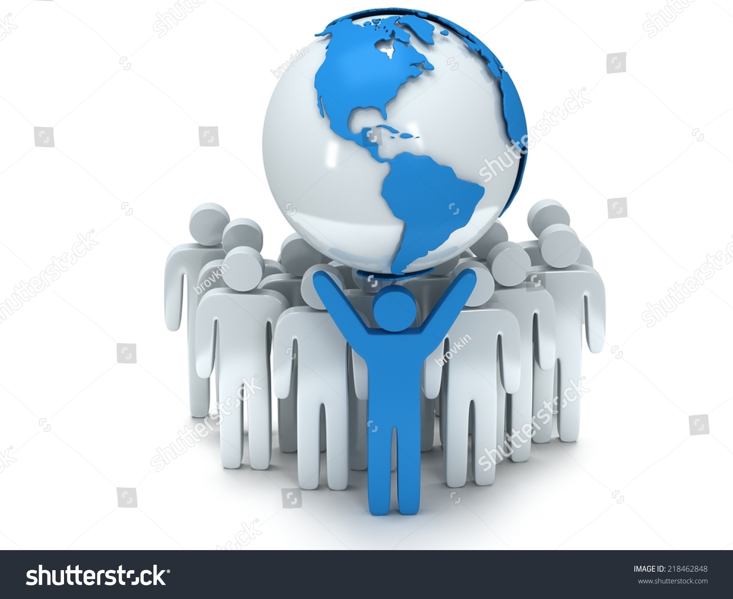 Earth Planet Globe Group People Teamleader Stock Illustration 218462848 ...