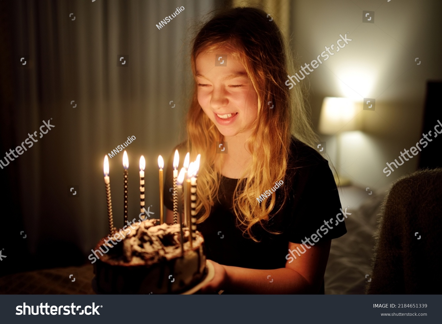 Cute Preteen Girl Holding Homemade Birthday Stock Photo 2184651339 ...