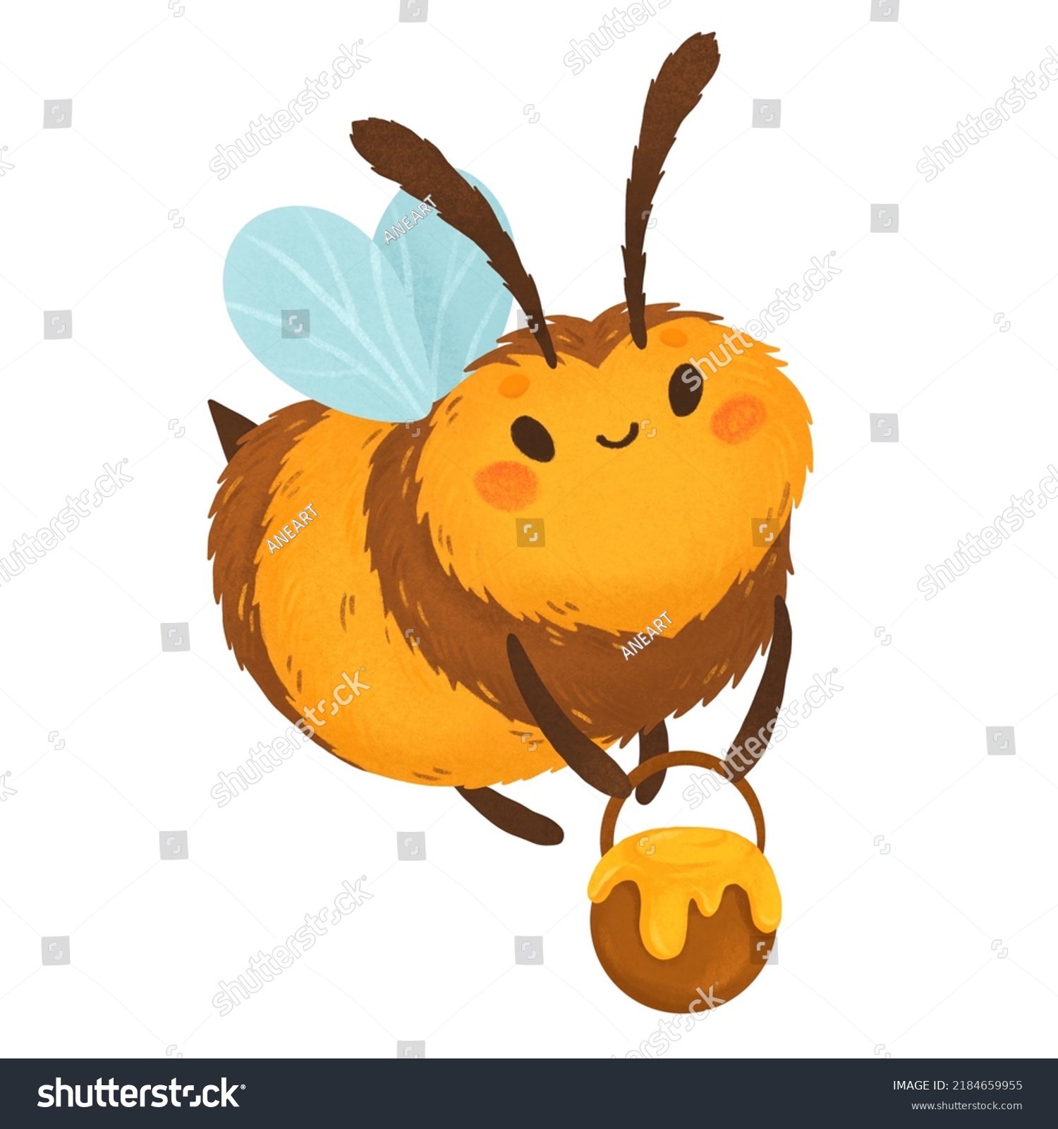 Cute Honeybee Clip Art Bumblebee Isolated Stock Illustration 2184659955 ...