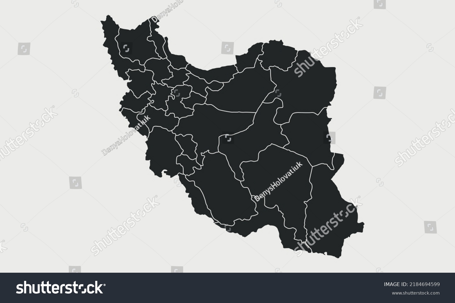 Iran Map Regions Provinces Isolated On Stock Vector (Royalty Free ...