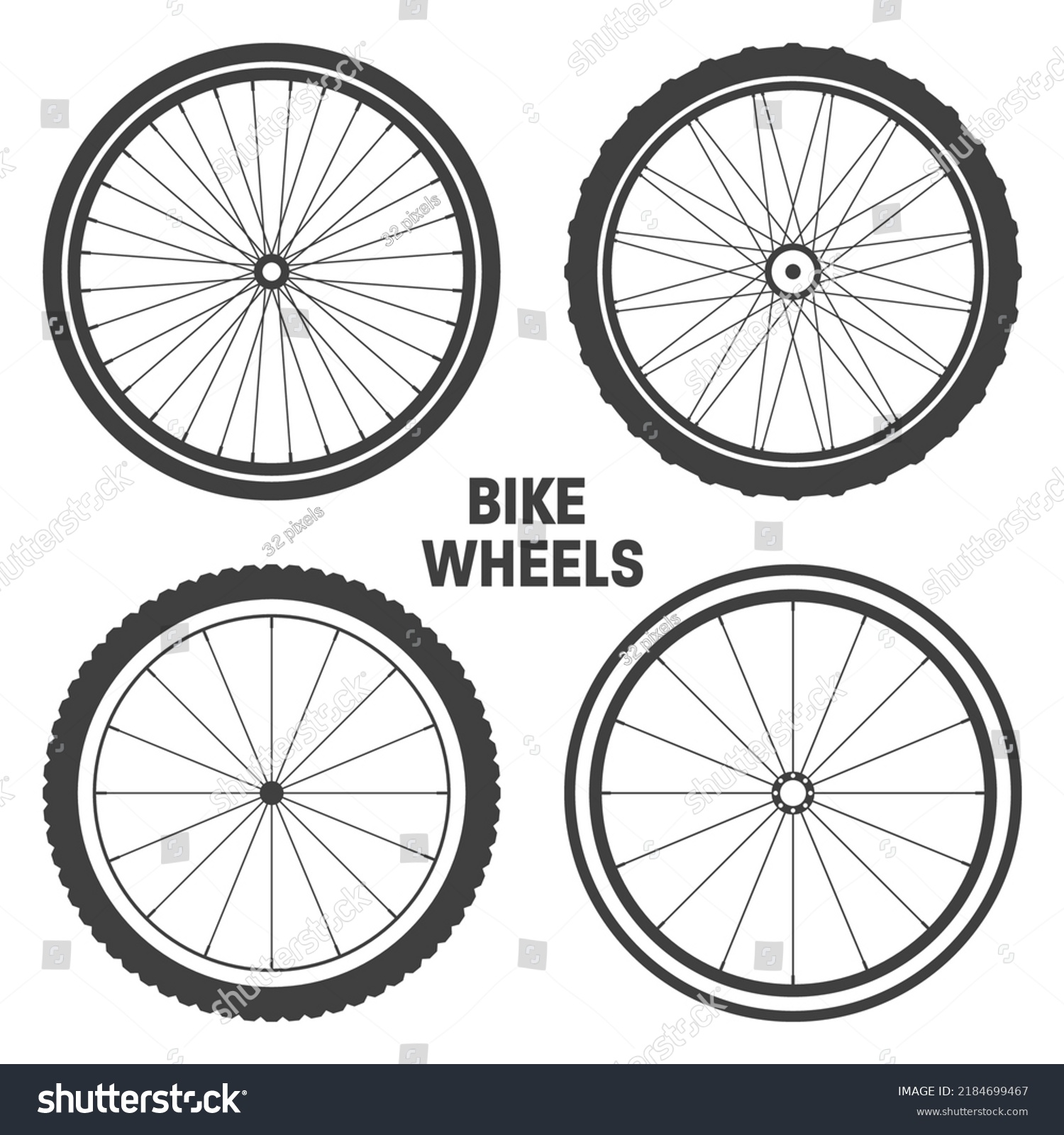 Black Bicycle Wheel Symbols Collection Bike Stock Vector (Royalty Free ...