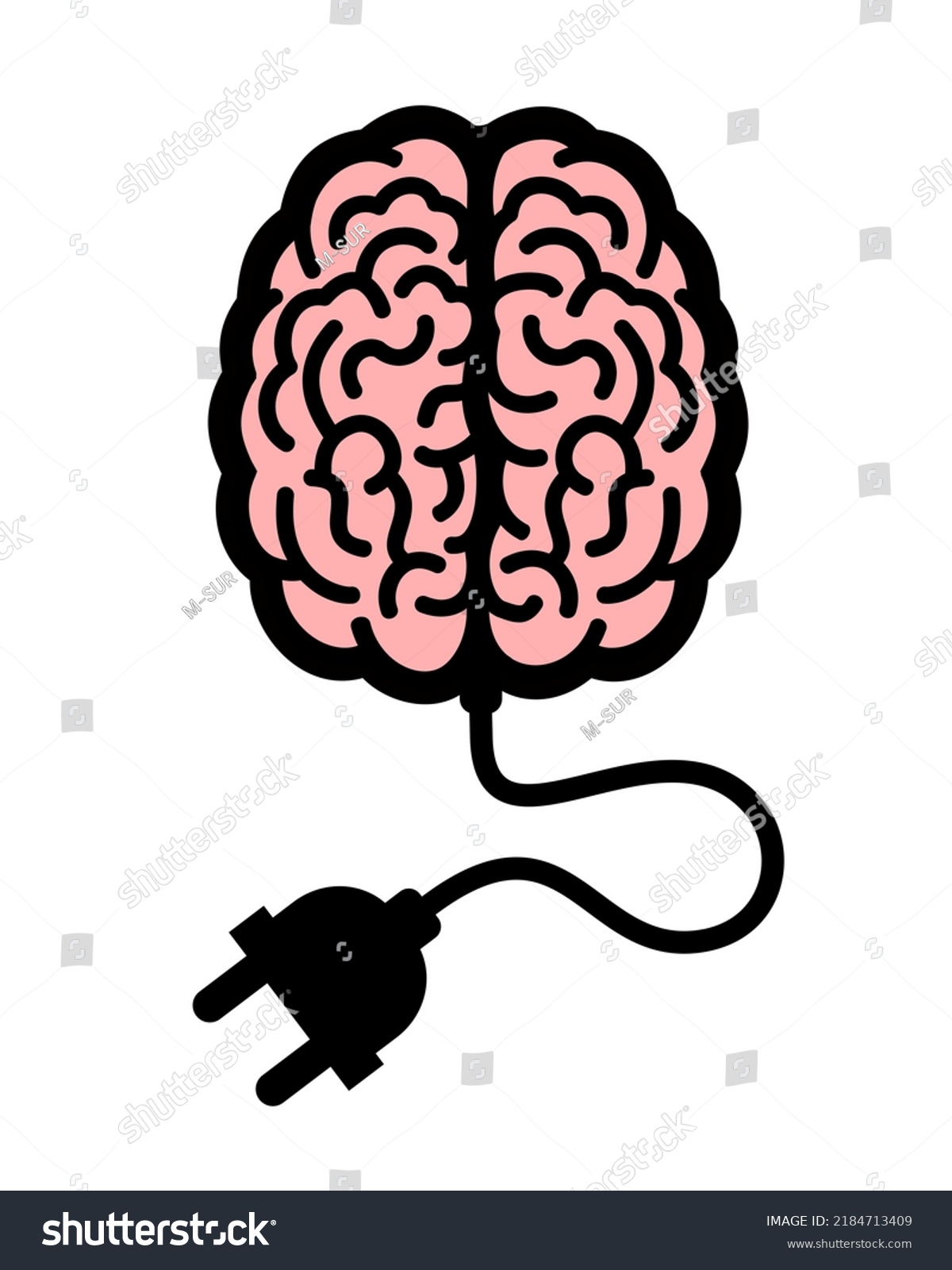 Shut Off Brain Human Organ Unplugged Stock Vector (Royalty Free