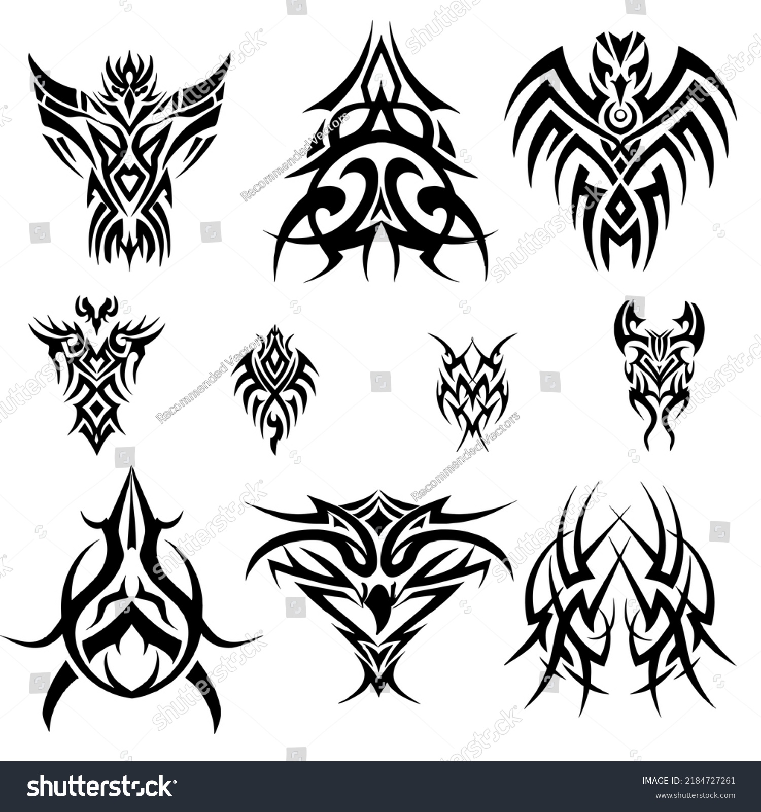 Tribal Tattoo Totemic Design Elements Set Stock Vector (Royalty Free ...