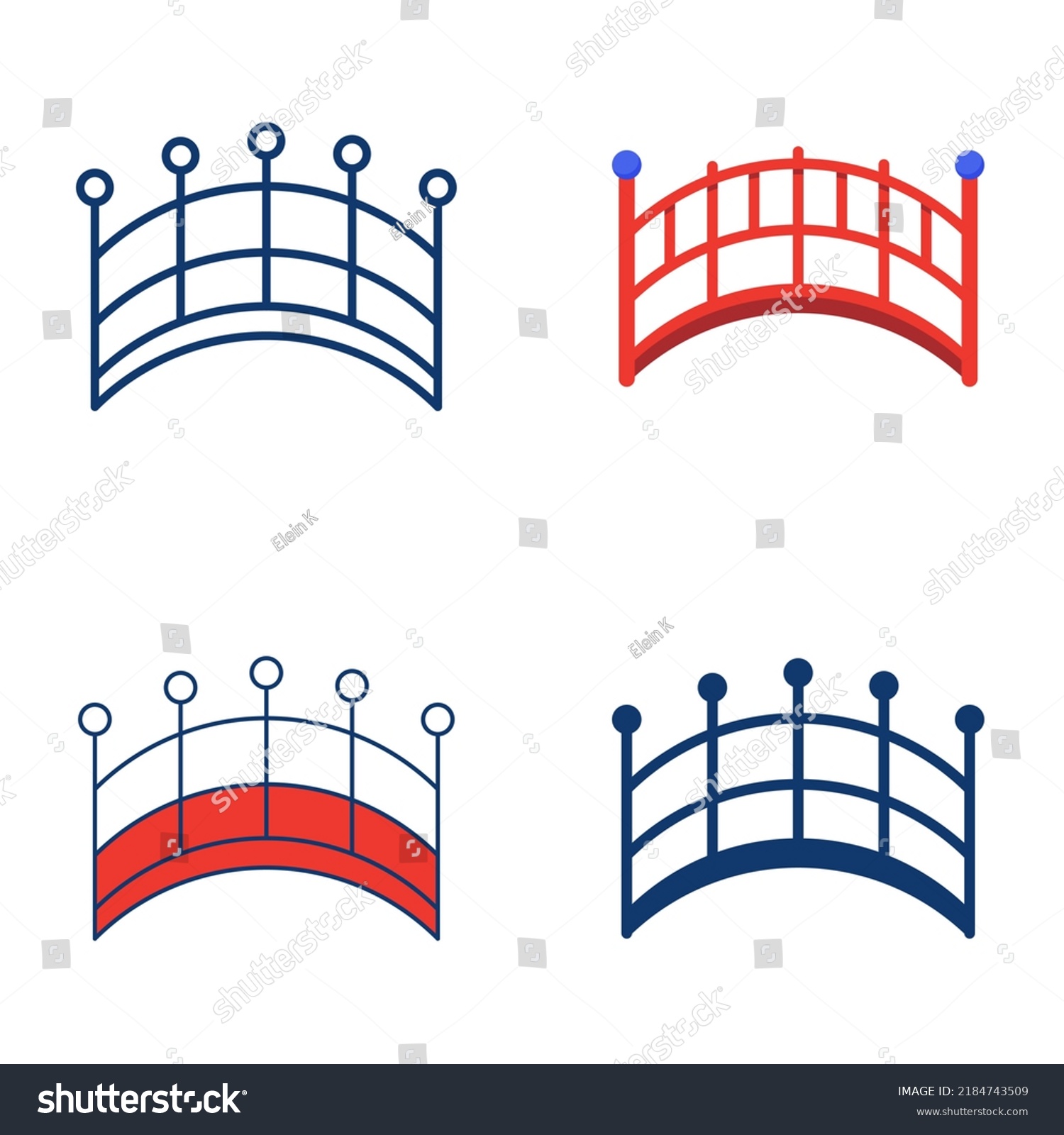 Japanese Bridge Icon Set Flat Line Stock Illustration 2184743509 ...