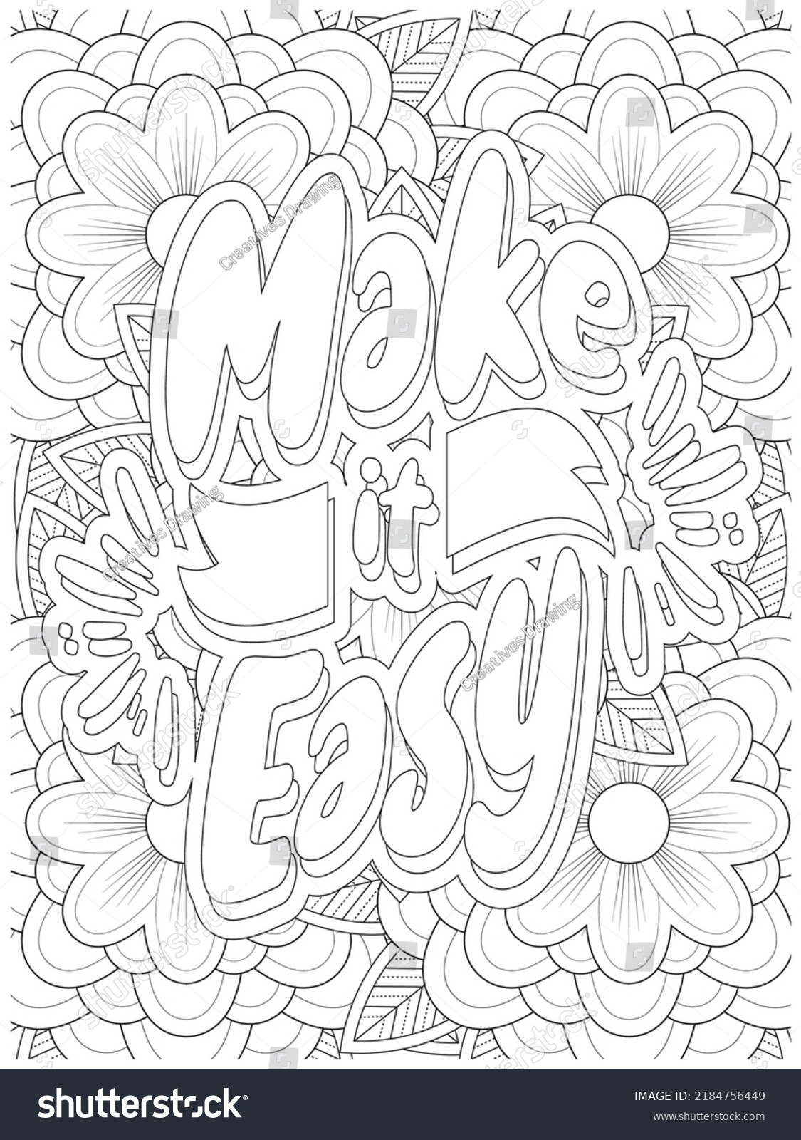 Motivational Quotes Coloring Book Page Flower Stock Vector (Royalty ...