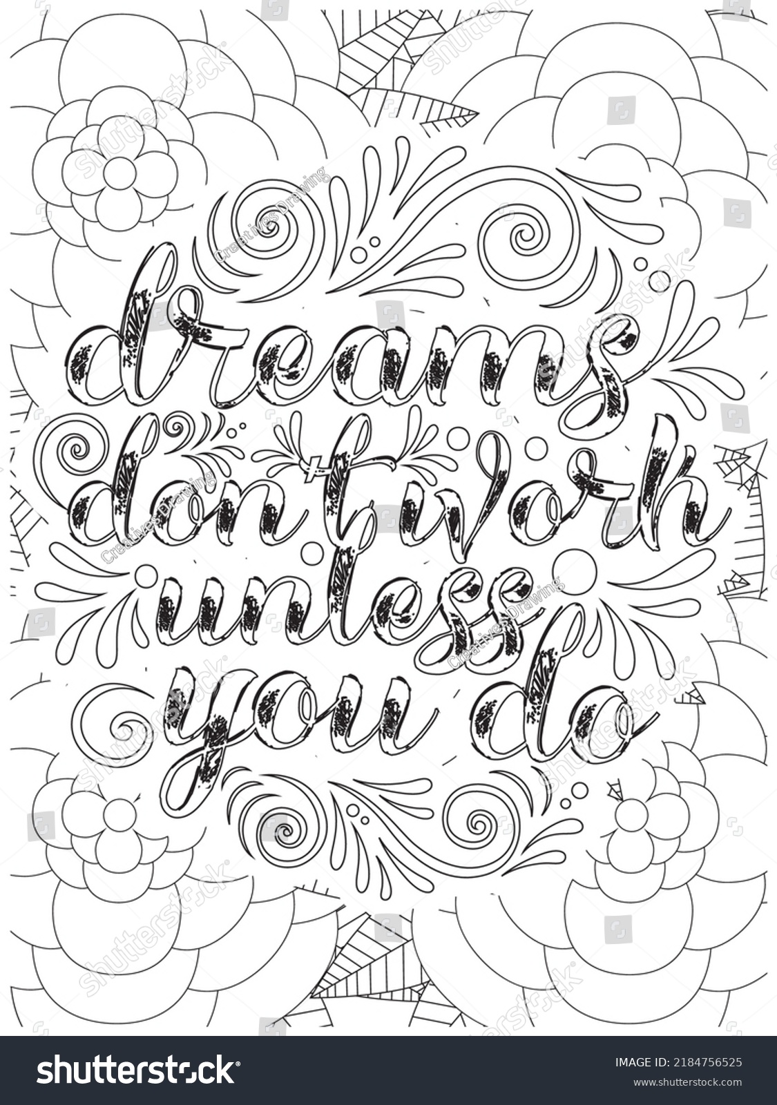 Motivational Quotes Coloring Book Page Flower Stock Vector (Royalty ...