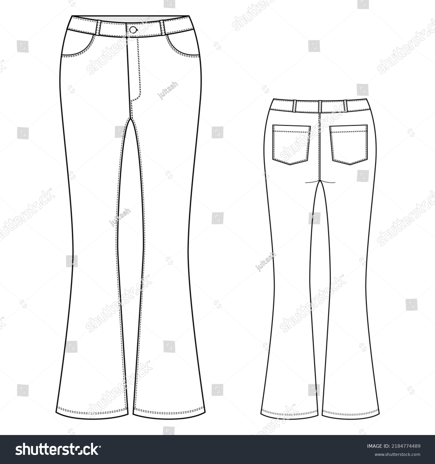 Flared Jeans Vector Illustration Isolated On Stock Vector (Royalty Free ...