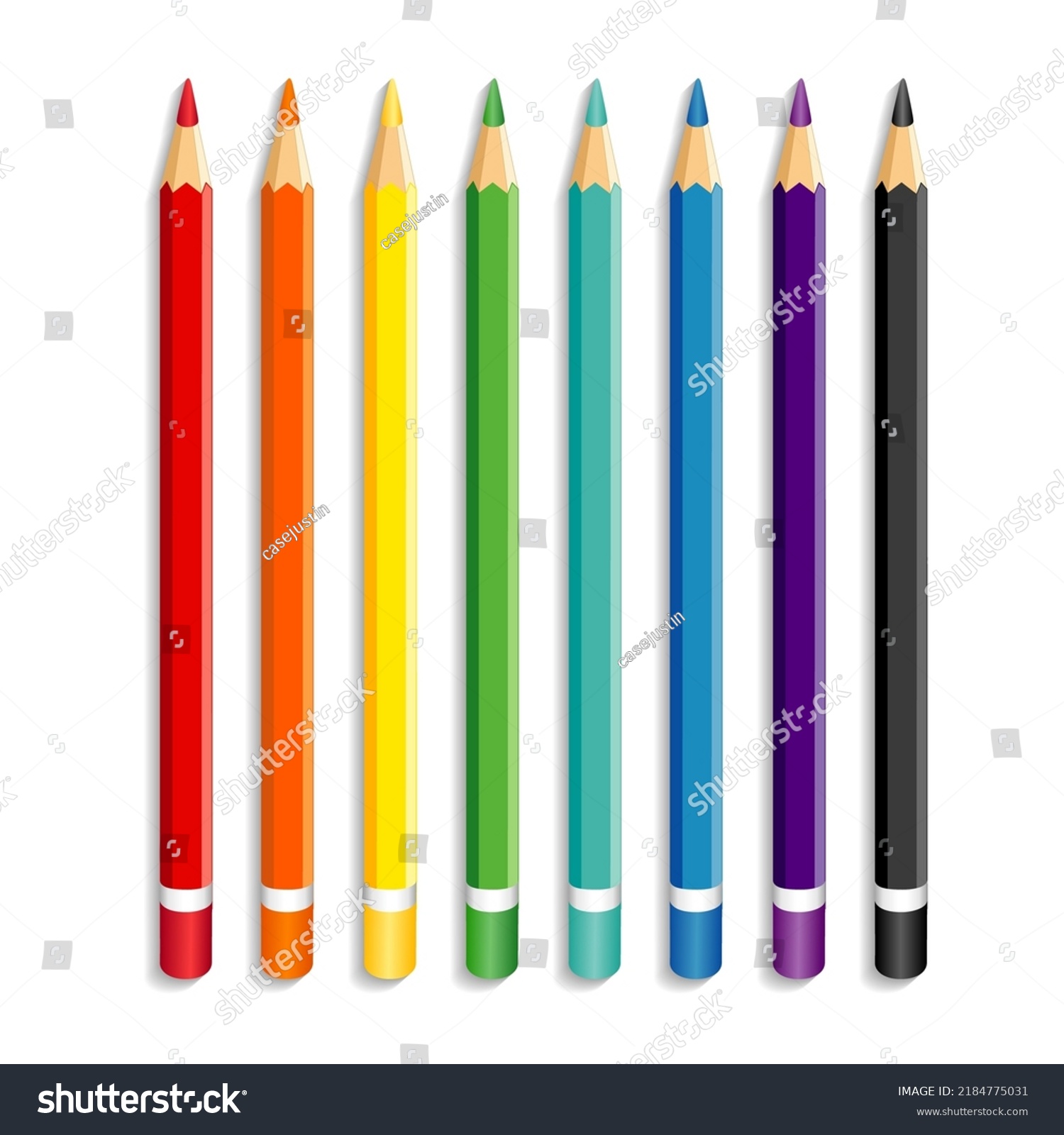 Colored Pencils Rainbow Colors School Home Stock Vector (royalty Free 