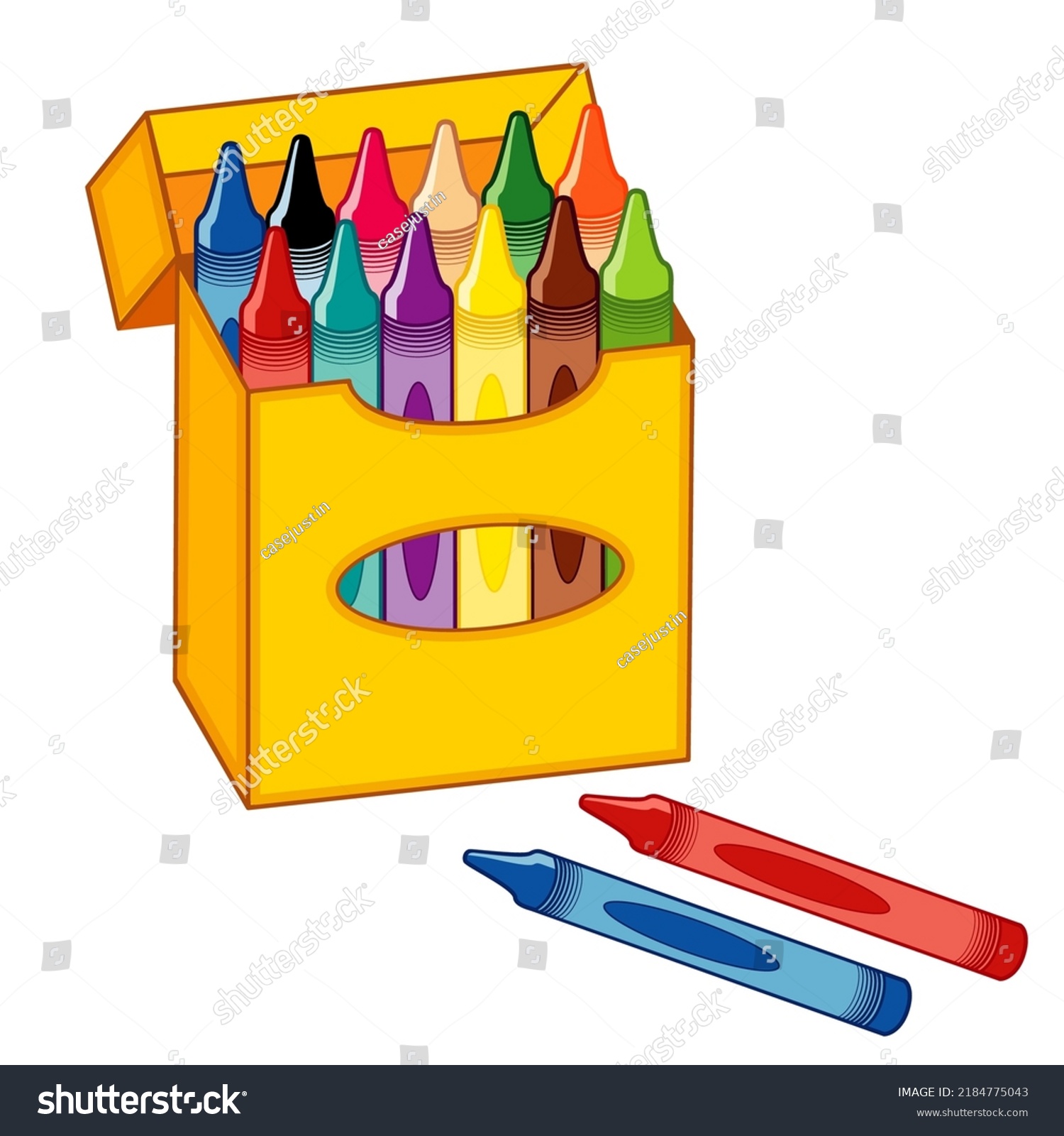 Crayons Box Twelve Rainbow Colors Childrens Stock Vector (Royalty Free ...