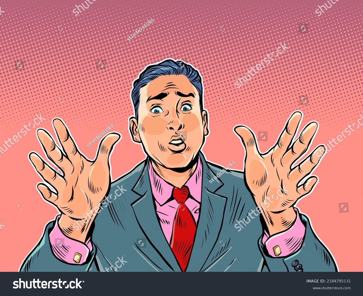 Alarmed Businessman Hand Gesture Warning About Stock Vector (Royalty ...