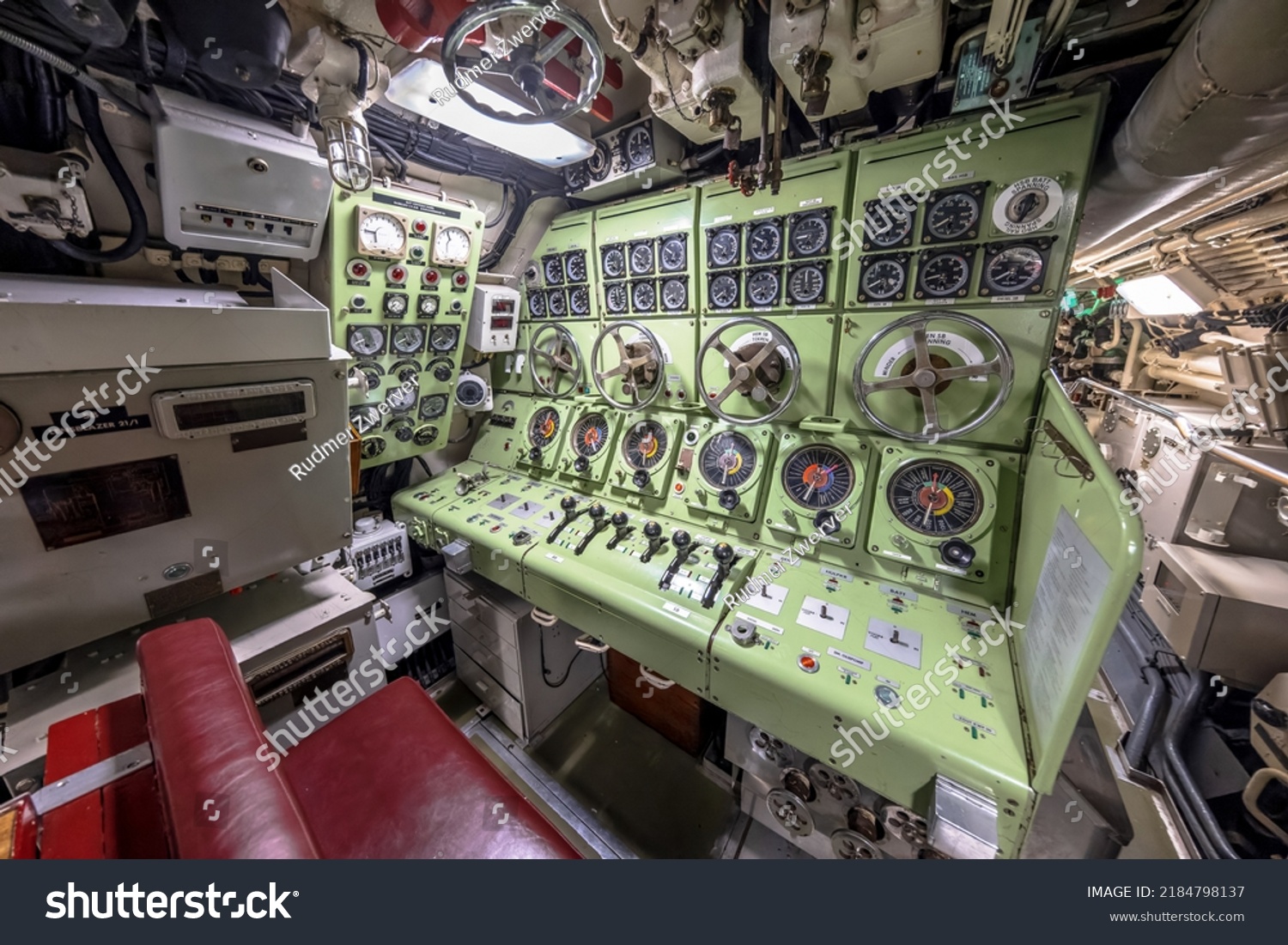 Interior Submarine Periscope Control Room Area Stock Photo 2184798137 ...