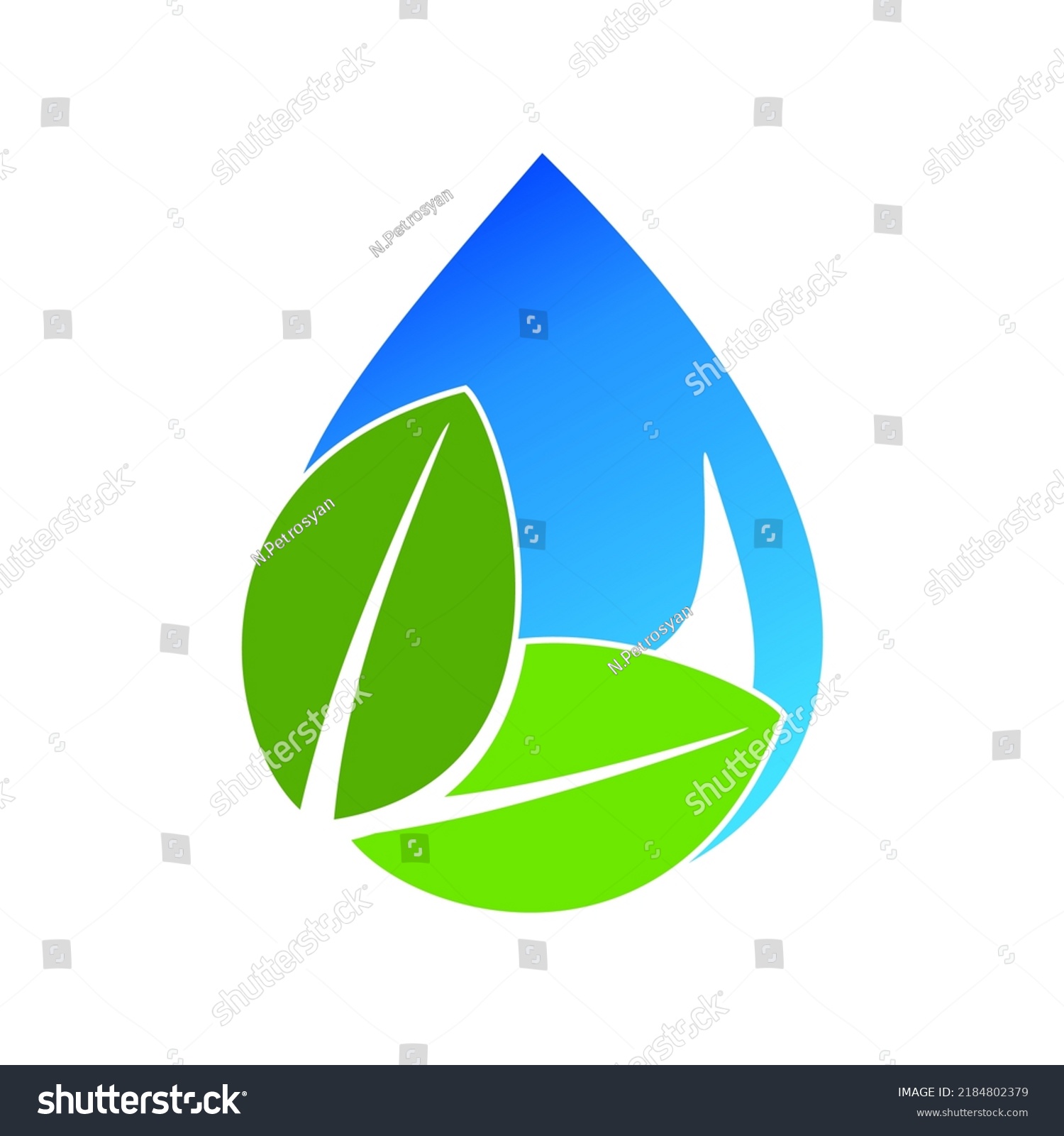 Water Leaf Droplet Logo Illustration Water Stock Vector (Royalty Free ...