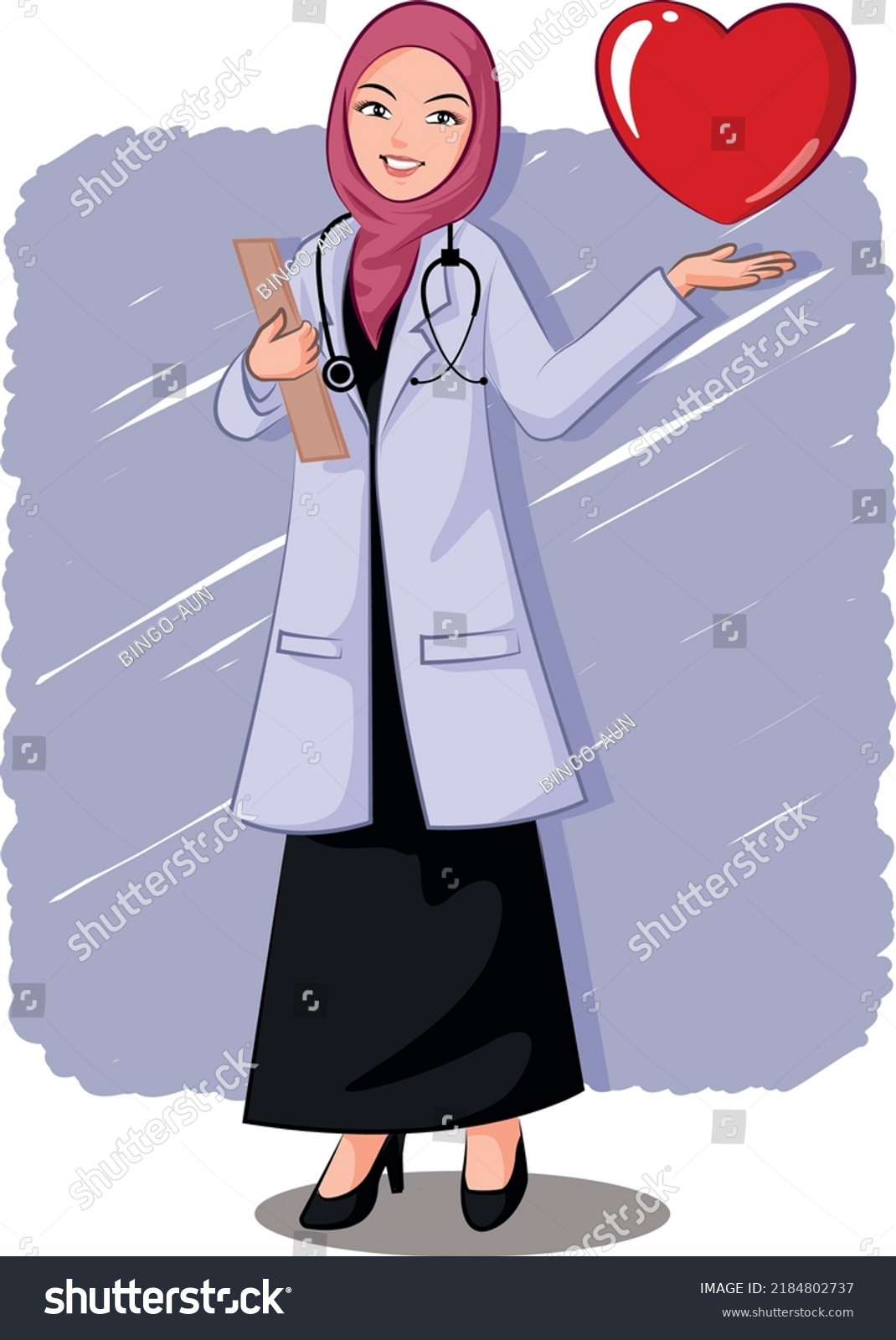 Muslim Nurse Help Treat Heart Disease Stock Vector (Royalty Free ...