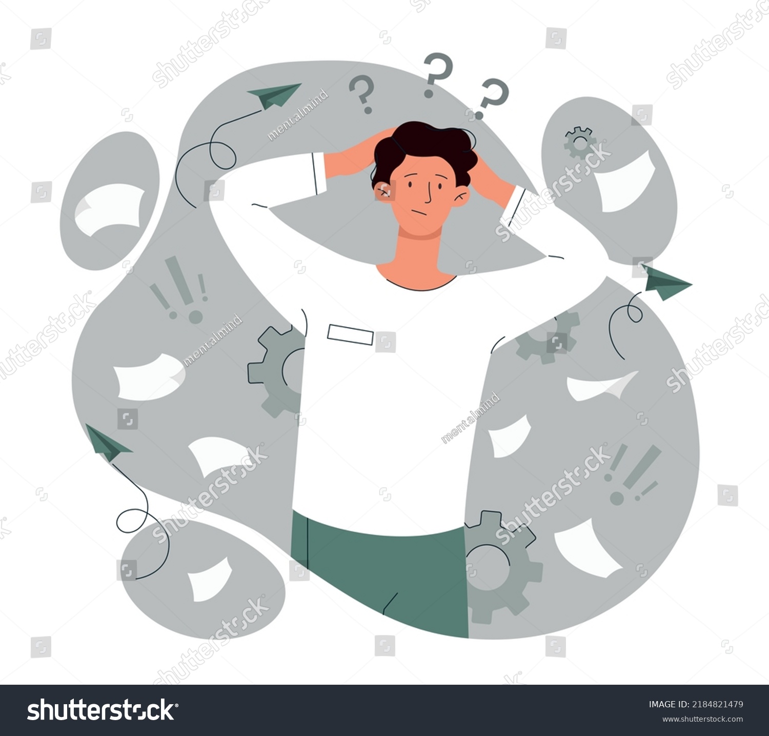 Job Chaos Concept Man Panic Grabs Stock Vector (Royalty Free ...