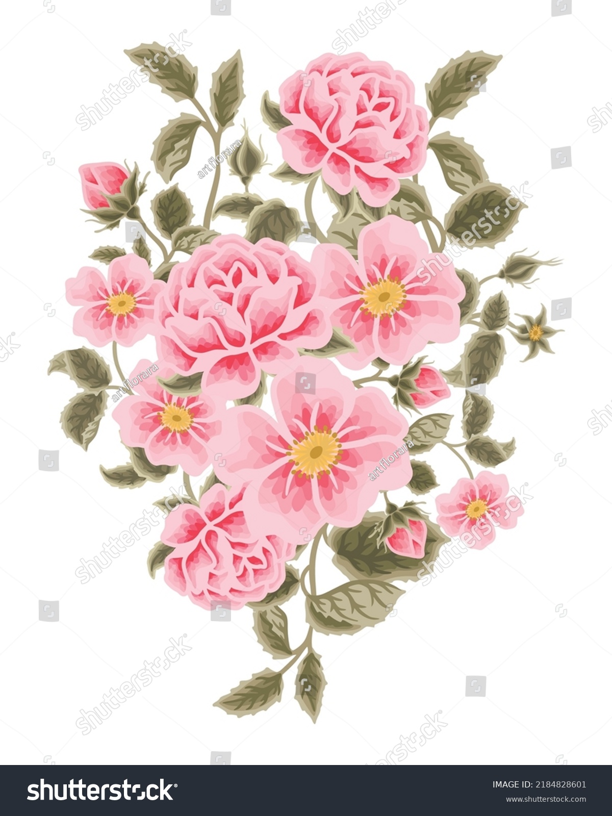 Pastel Pink Floral Vector Bouquet Illustration Stock Vector (Royalty ...