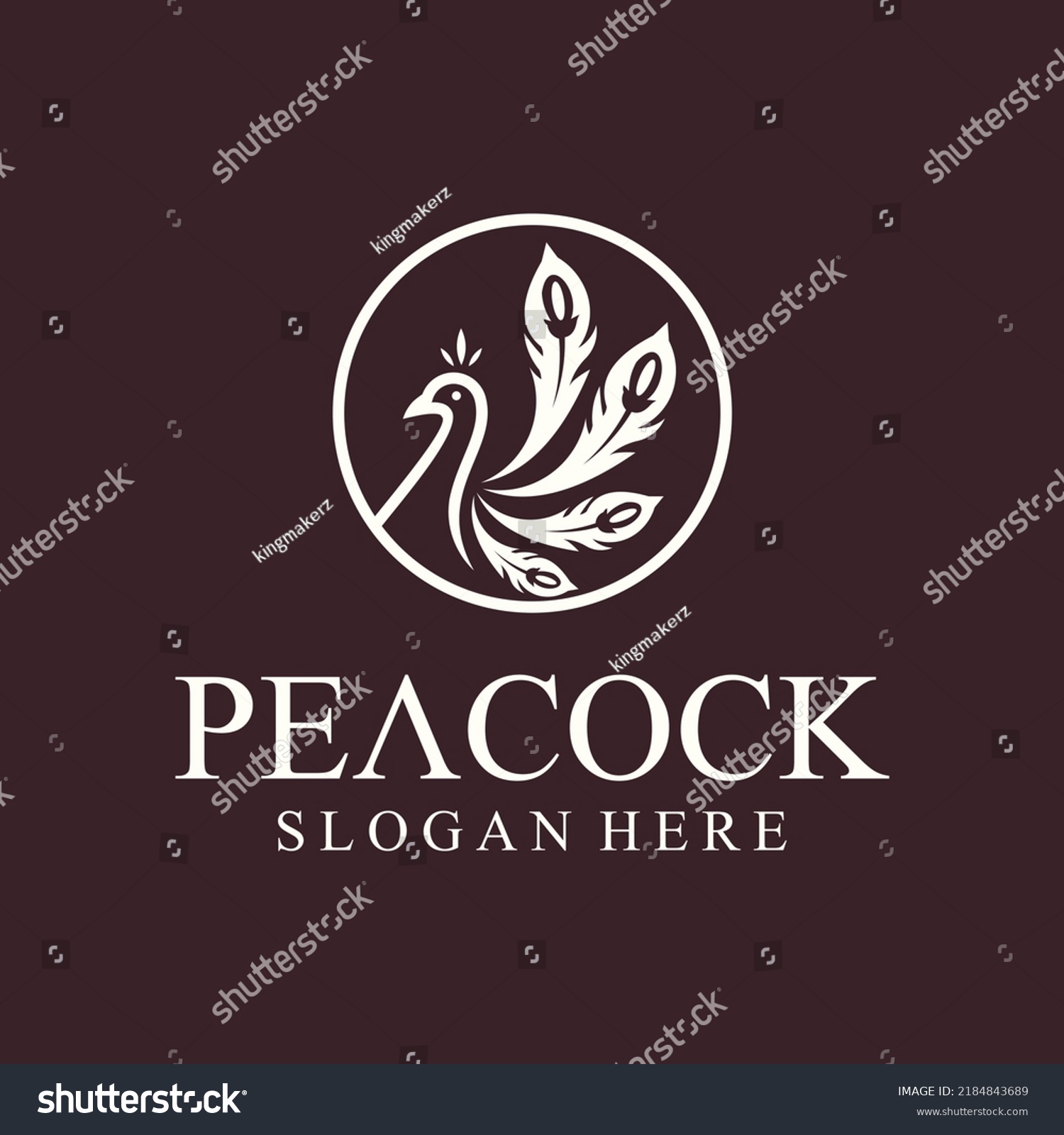 Peacock Line Art Logo Luxury Style Stock Vector (Royalty Free ...