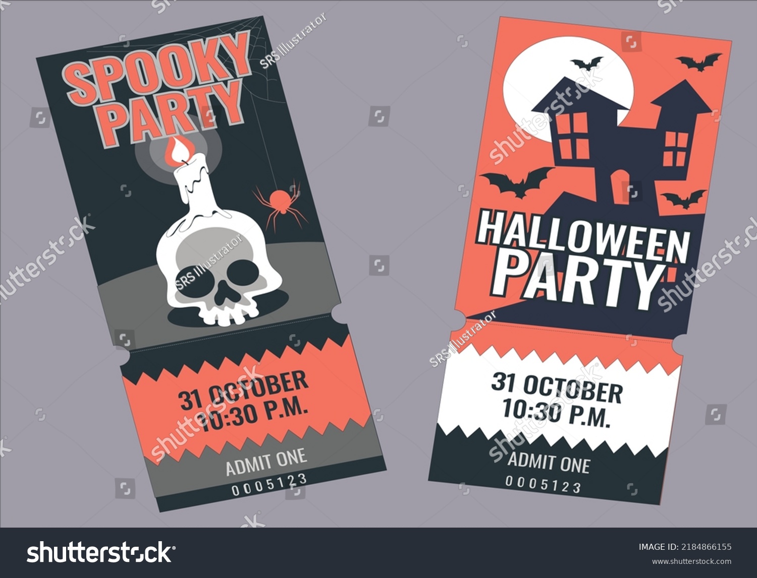 Happy Halloween Party Flyer Template Design Stock Vector (Royalty Free ...