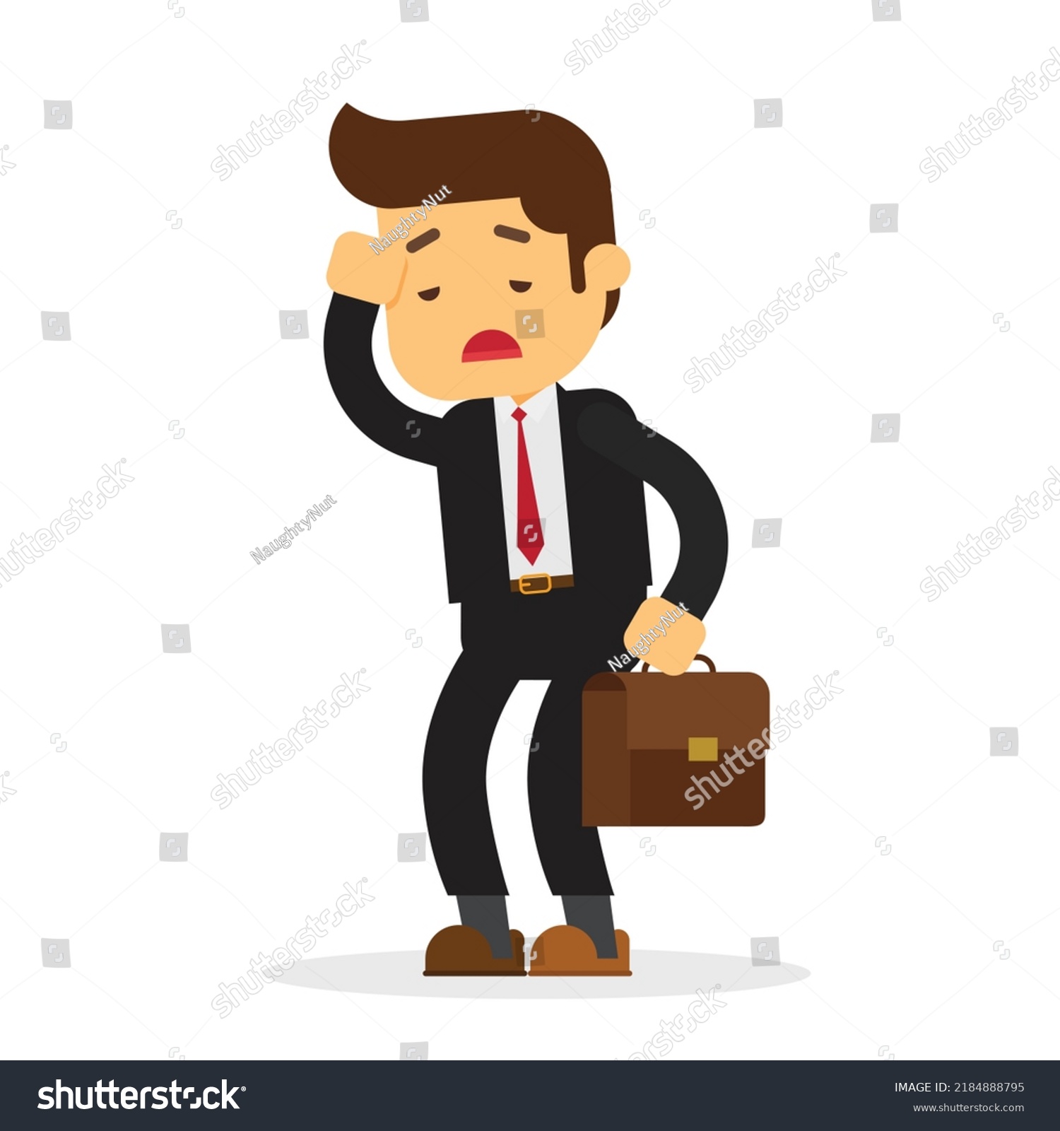 Businessman Walk Sad Tired Weary Character Stock Vector Royalty Free