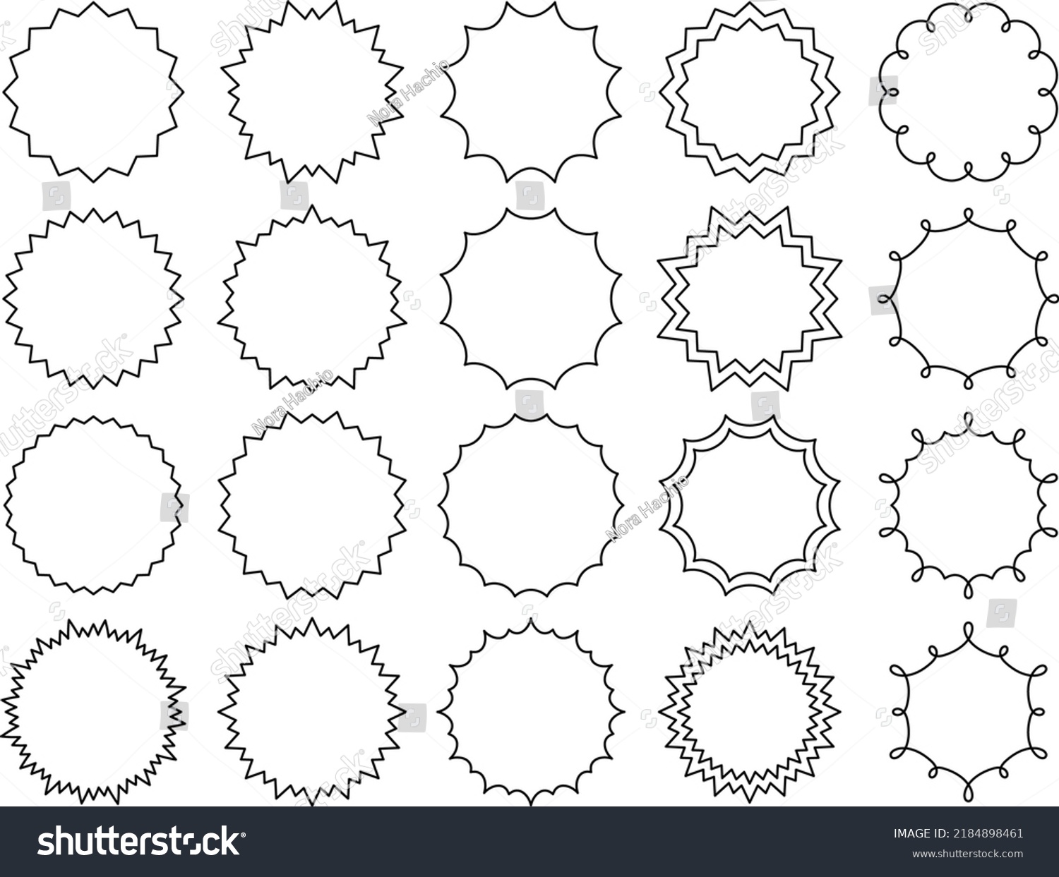 Jagged Round Circular Line Frame Illustration Stock Vector (Royalty ...