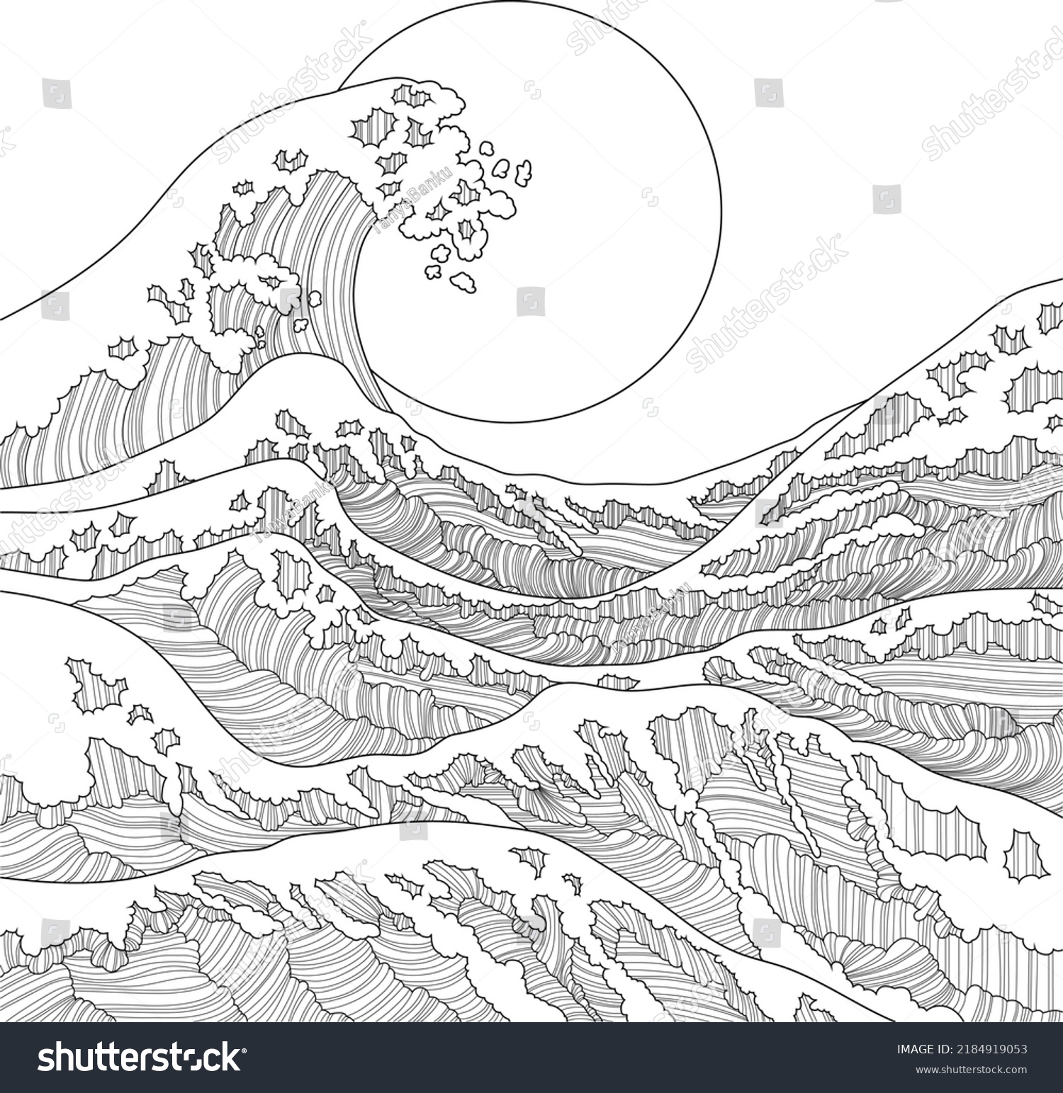 Realistic Chinese Style Graphic Sea Waves Stock Vector (Royalty Free ...