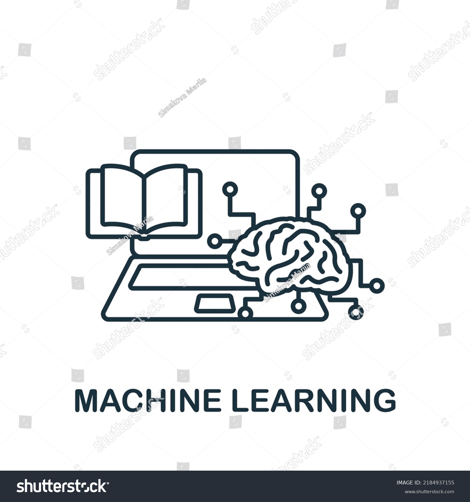 Machine Learning Icon Monochrome Simple Artificial Stock Vector ...