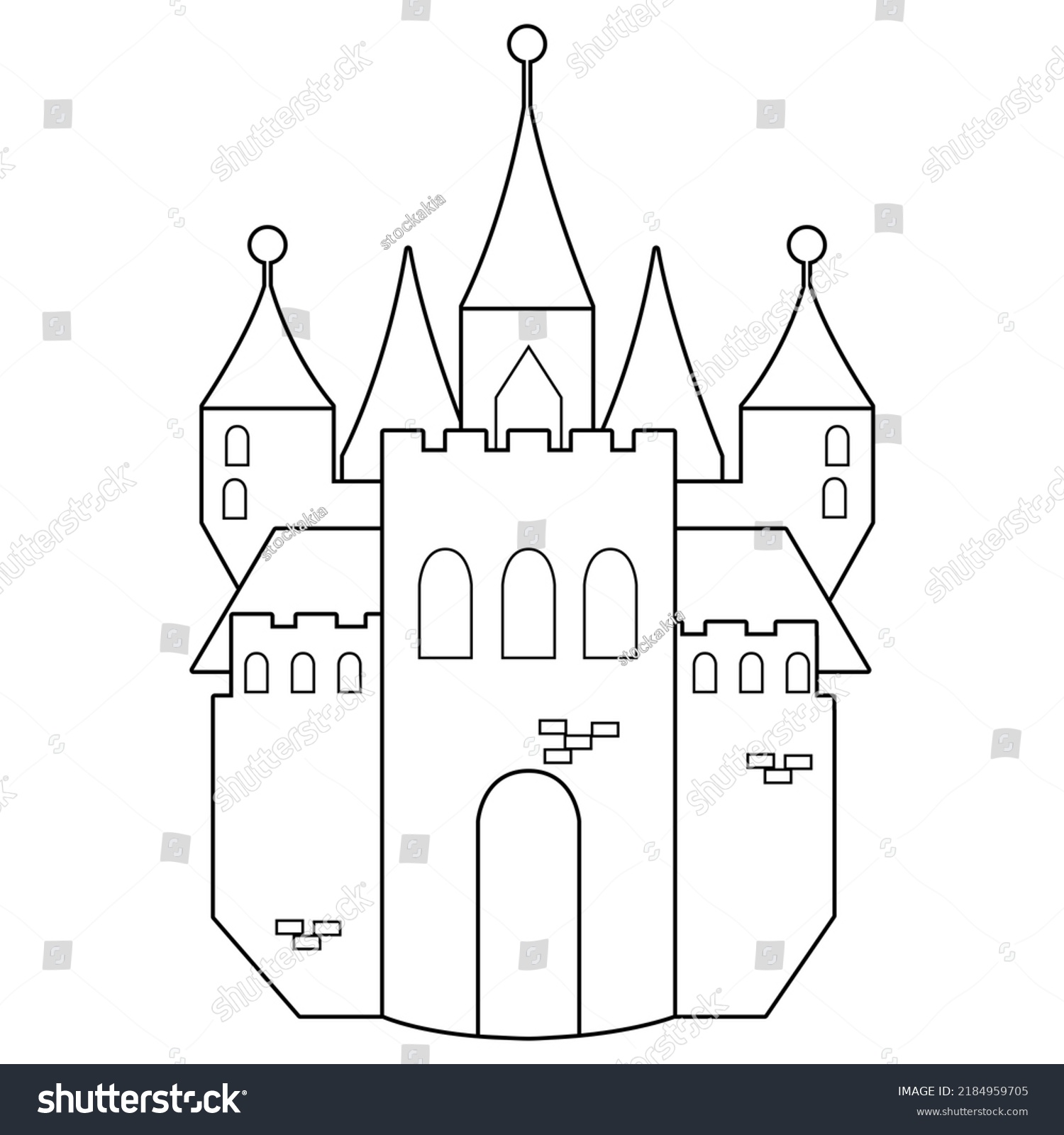 Beautiful Fairy Tale Castle Black White Stock Illustration 2184959705 ...