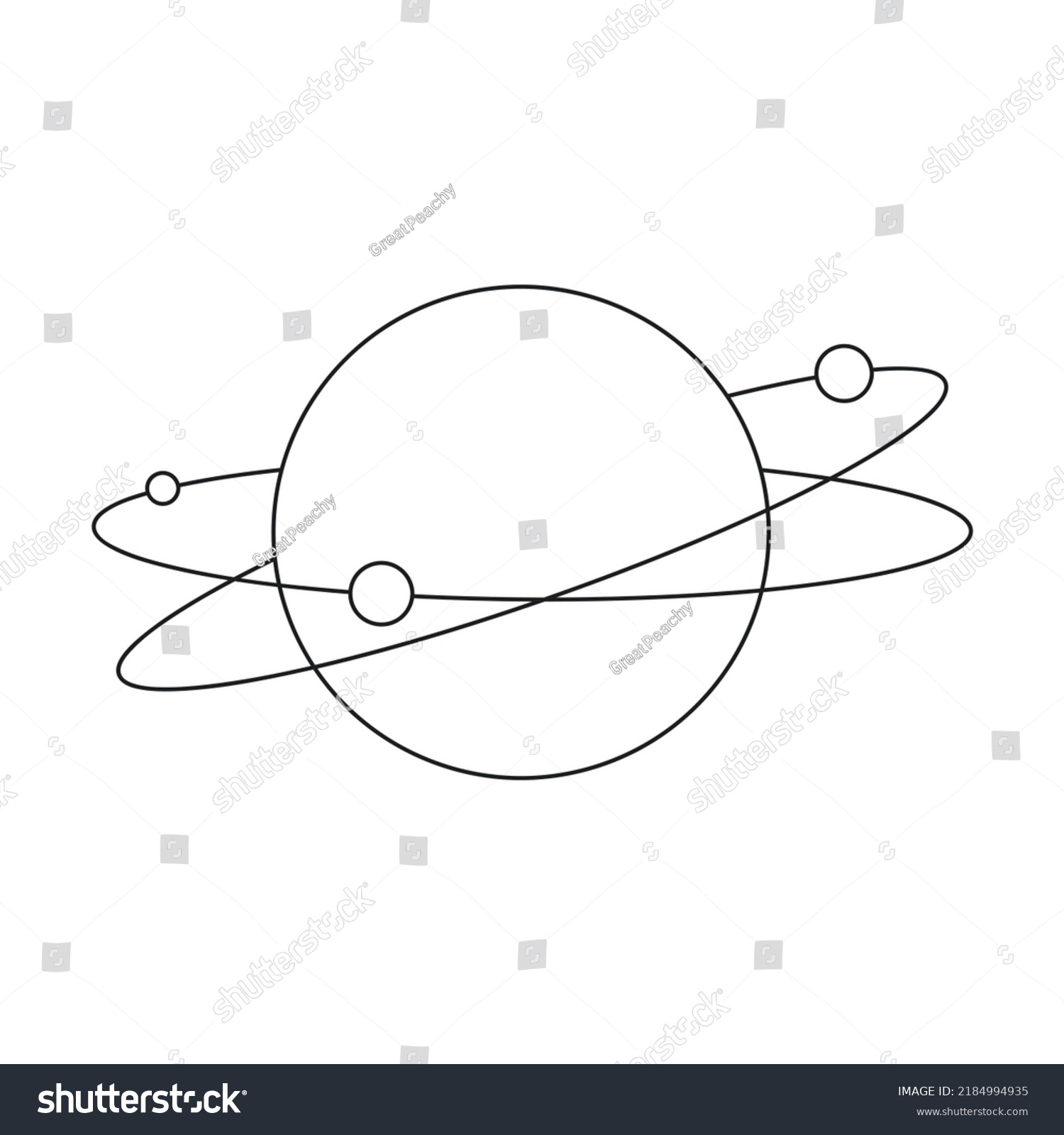 Planet Orbit Satellites Line Art Design Stock Vector (Royalty Free ...