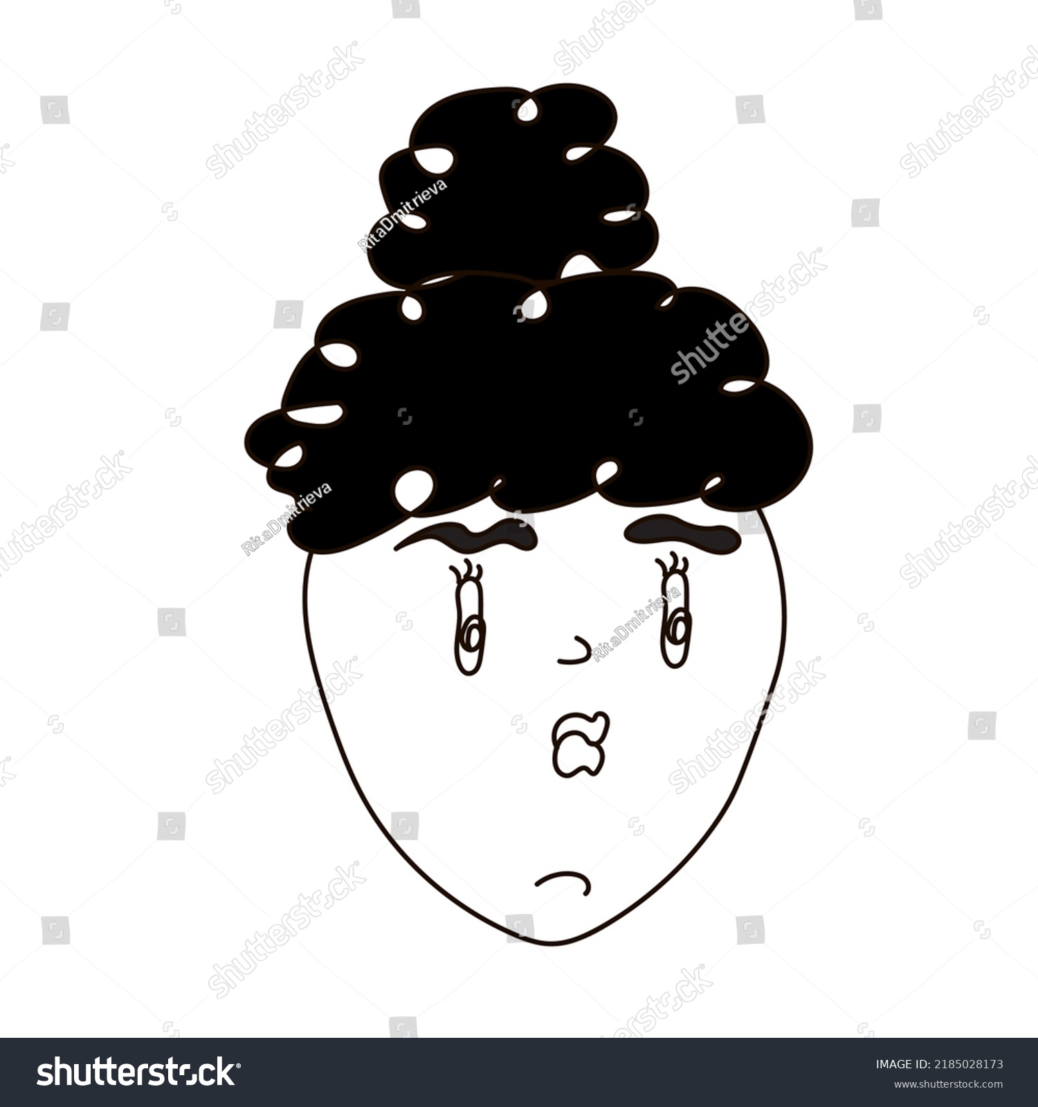 Face Woman Hair Tied Bun Housewife Stock Vector Royalty Free