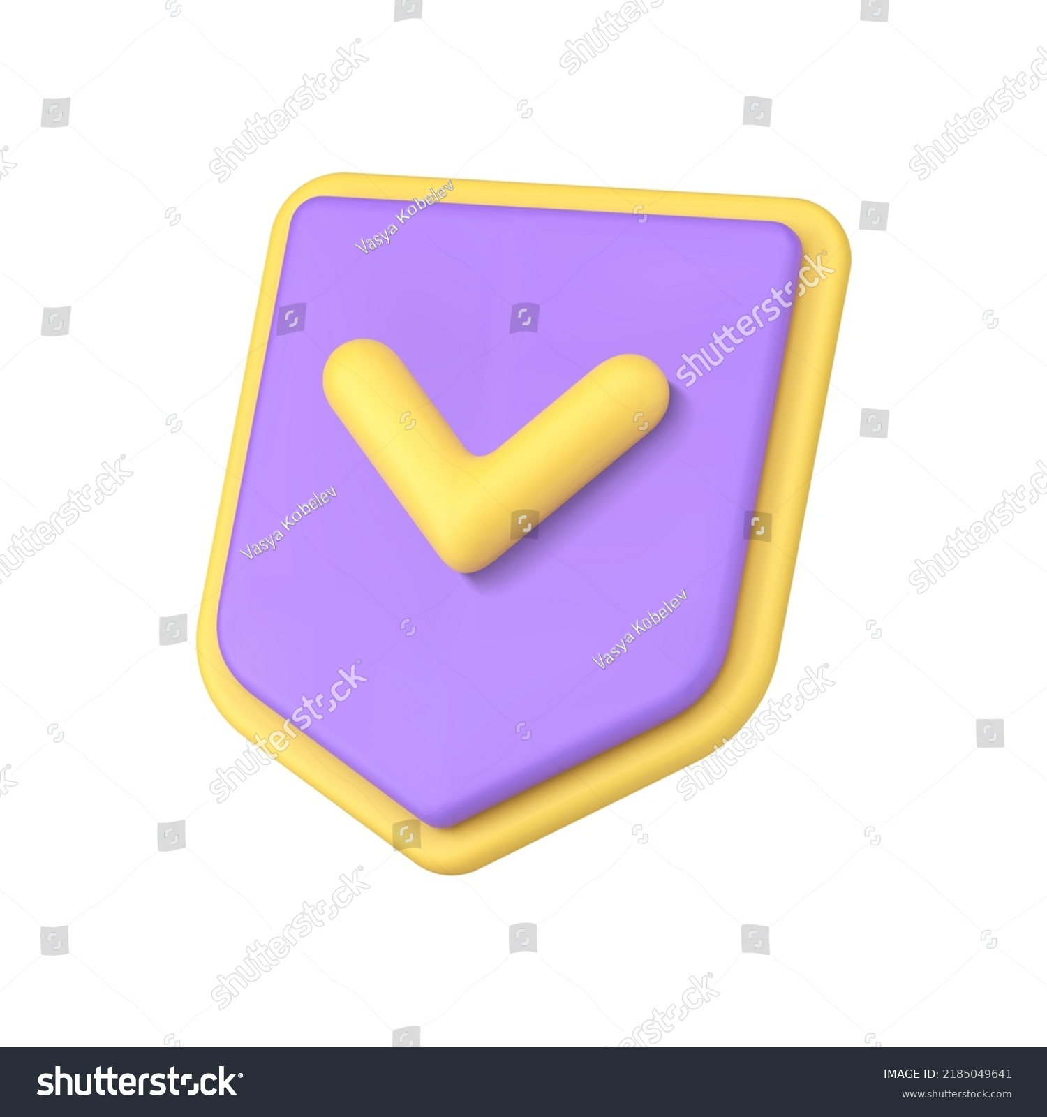 Purple Verification Shield Done Checkmark Information Stock Vector