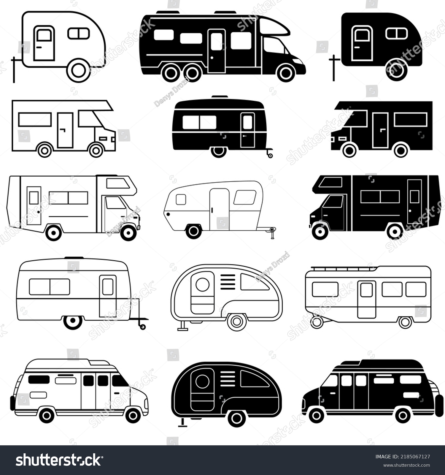 Camper Icon Vector Set Tourist Illustration Stock Vector (Royalty Free ...