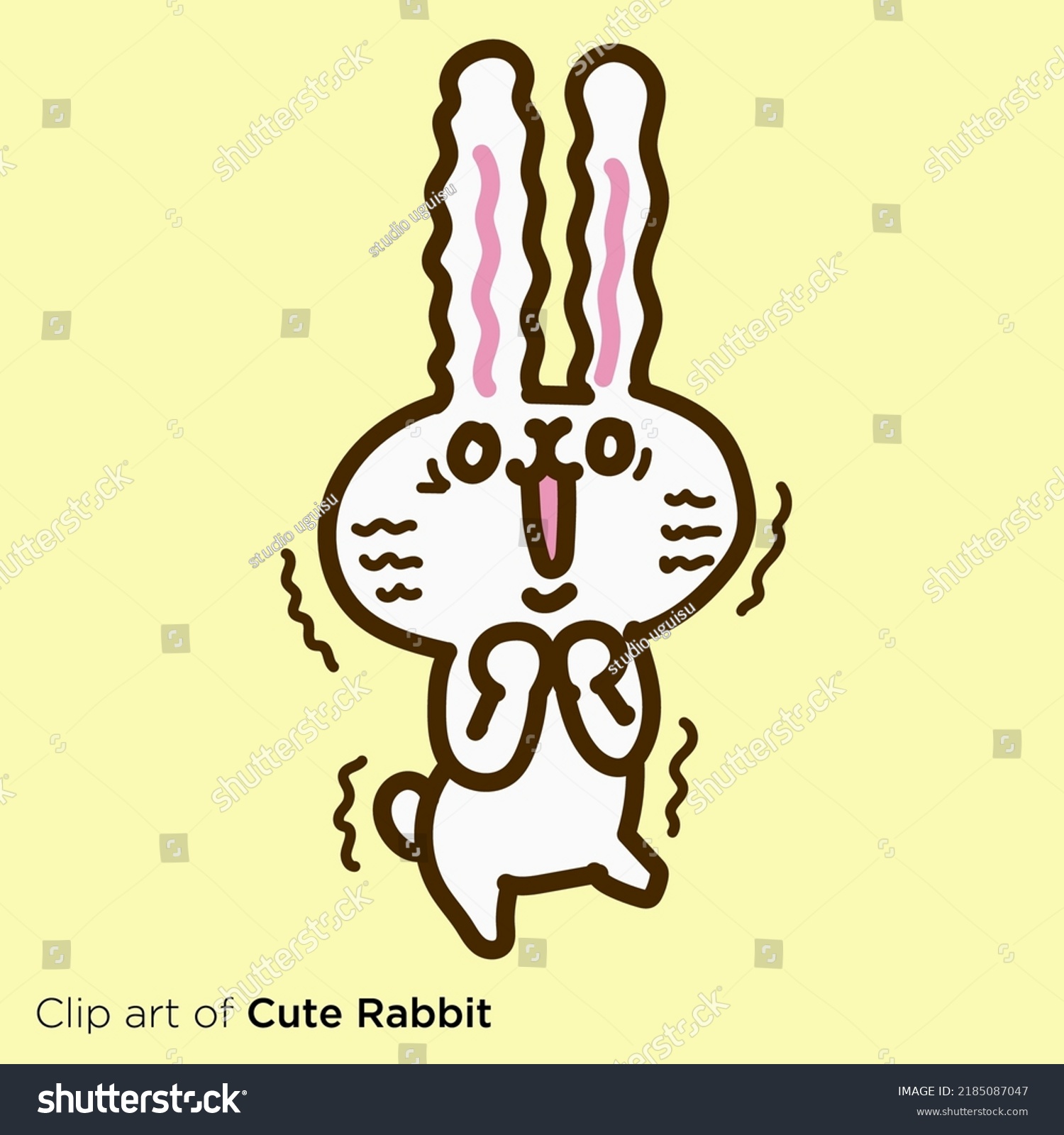 Rabbit Character Illustration Series Trembling Rabbit Stock Vector