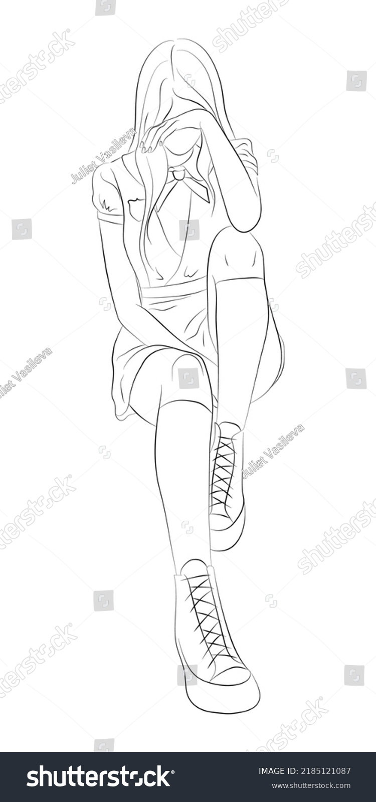 Vector Illustration Teenage Girl Crying Schoolgirl Stock Vector 