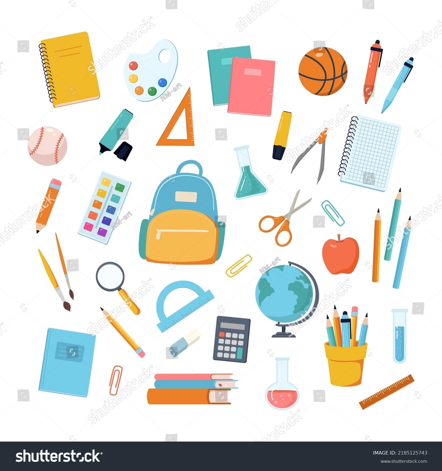 Back School Supplies Collection Set Colored Stock Vector (Royalty Free ...