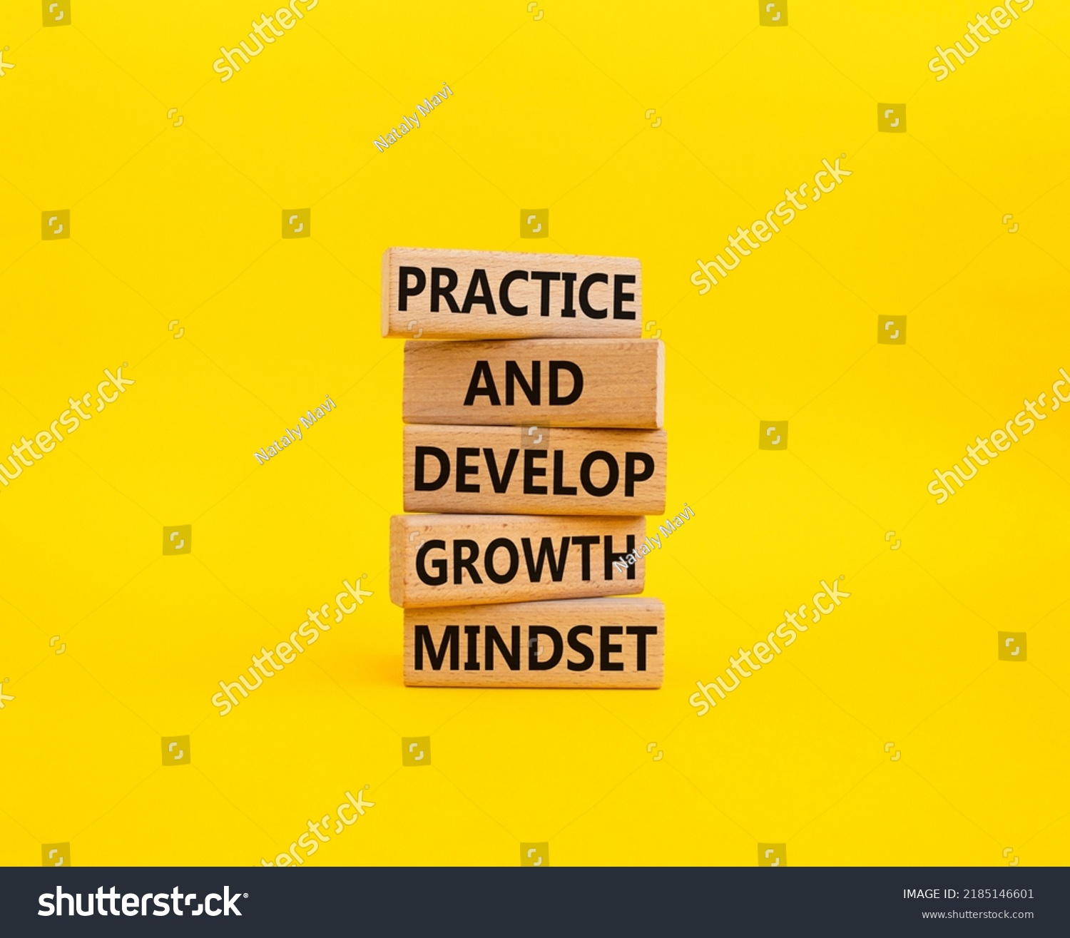 Practice Develop Growth Mindset Symbol Wooden Stock Photo 2185146601 ...