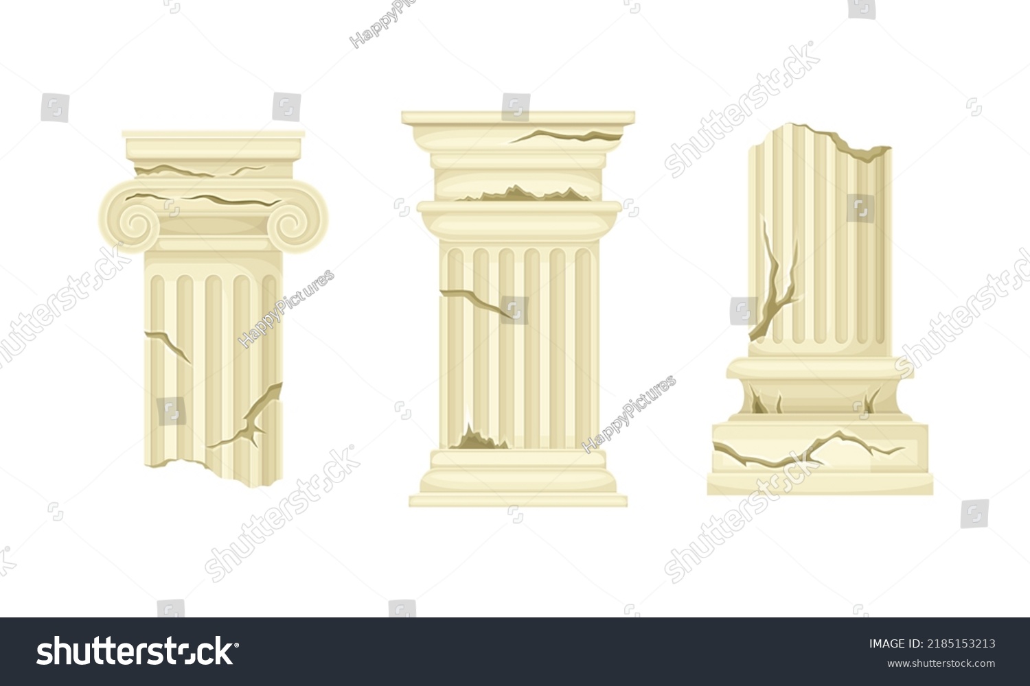 Broken Marble Pillars Stone Column Ruins Stock Vector (Royalty Free ...